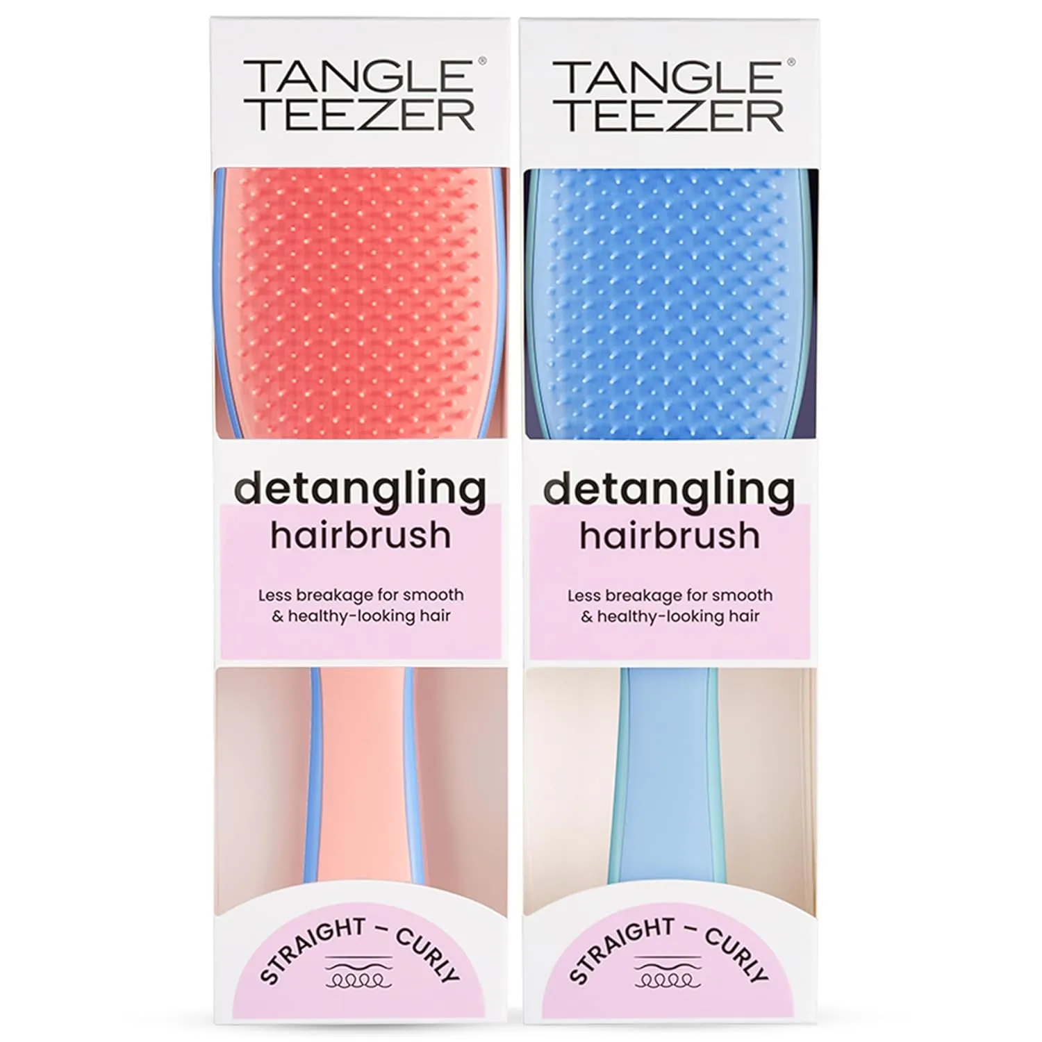 Tangle Teezer Ultimate Detangler Brush Duo, Dry & Wet Hair Brush, Eliminates Knots & Reduces Breakage for All Hair Types, Apricot Blaze and Denim Blues