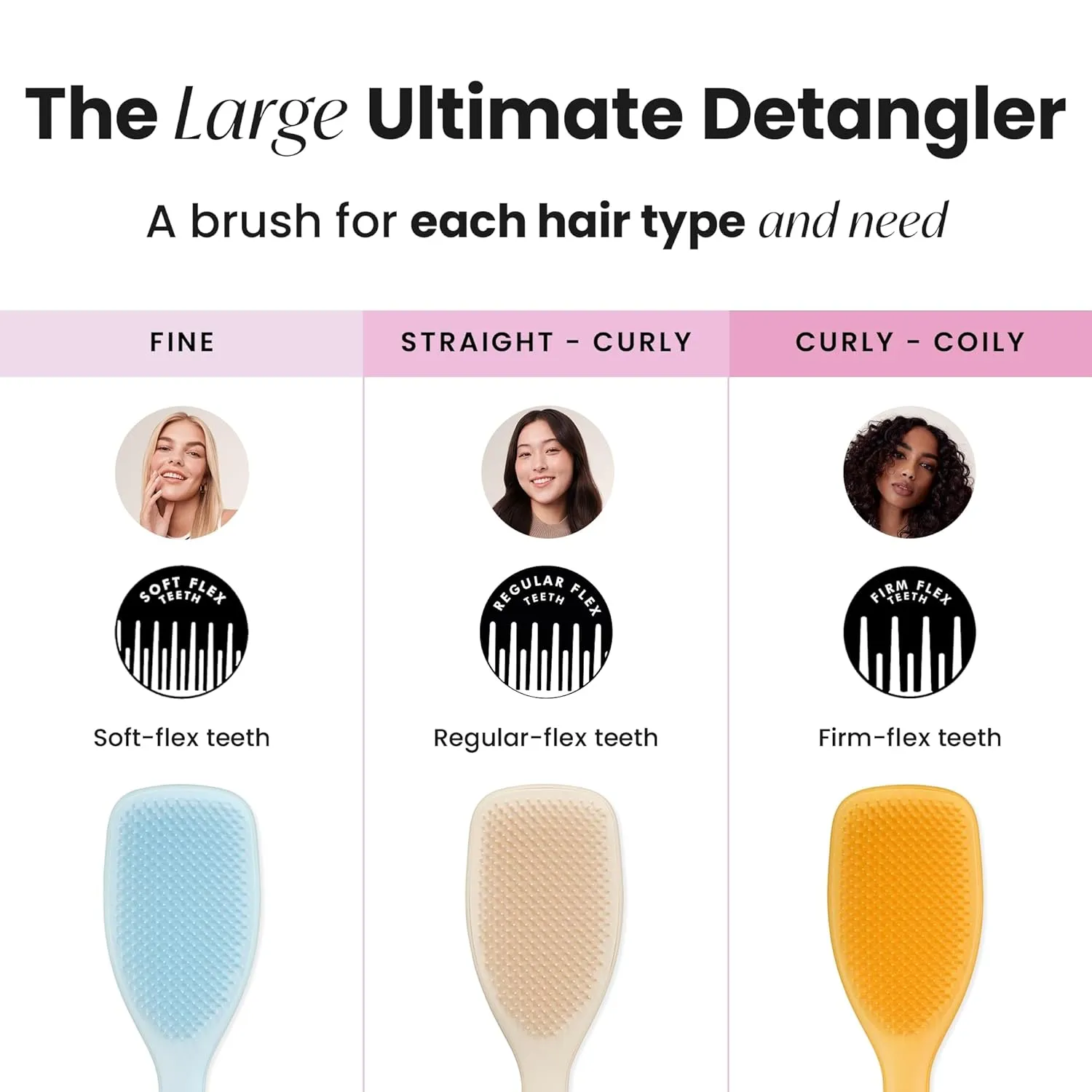 Tangle Teezer Ultimate Detangler Curly Hair Brush, Dry & Wet Hairbrush, Reduces Frizz & Breakage, for Curly to Coily, 3C to 4C Hair Types, Large, Yellow Daffodil