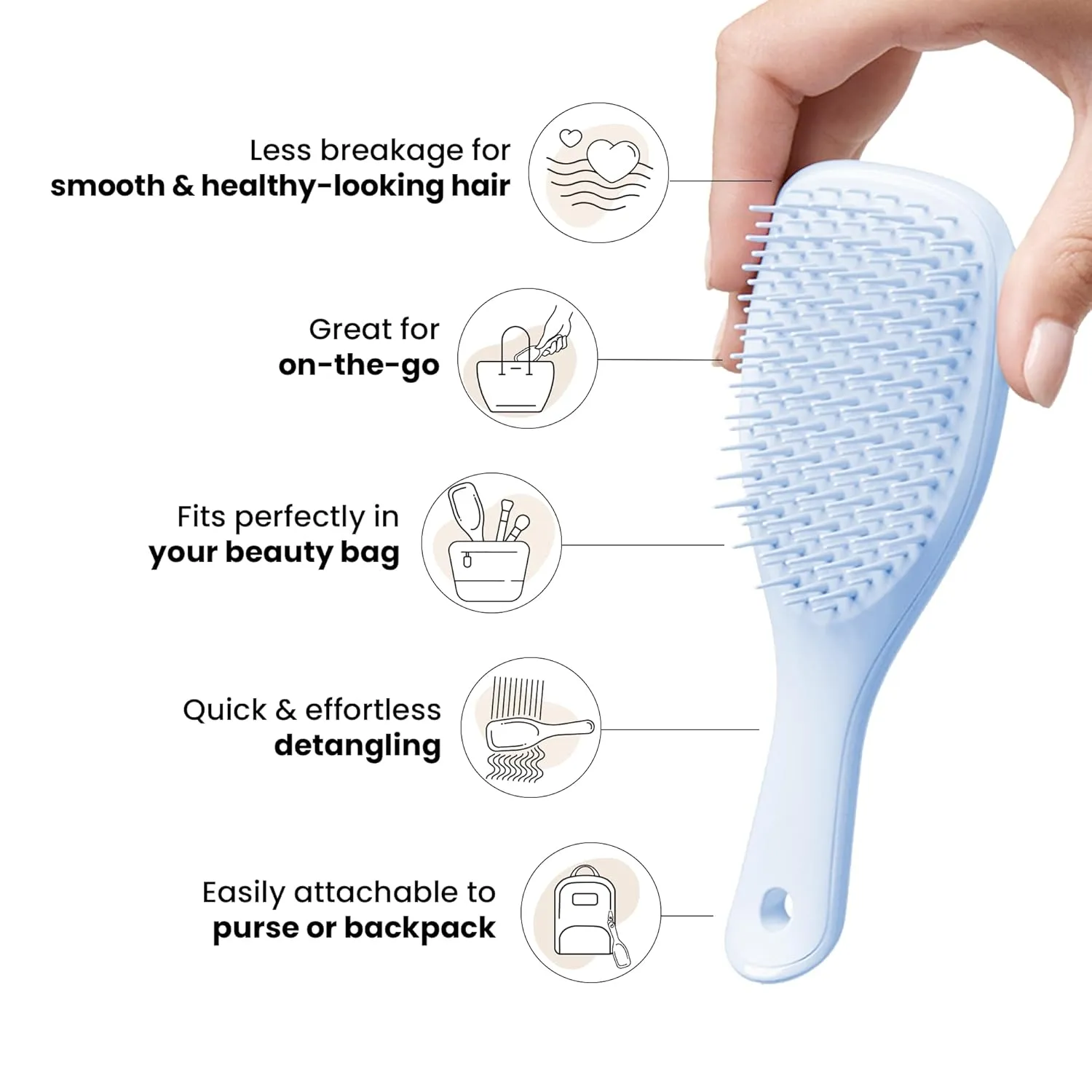 Tangle Teezer Ultimate Detangler Hairbrush, Eliminates Knots & Reduces Breakage, Mini Hair Brush for Travel, Small Hands & All Hair Types, Digital Lavender