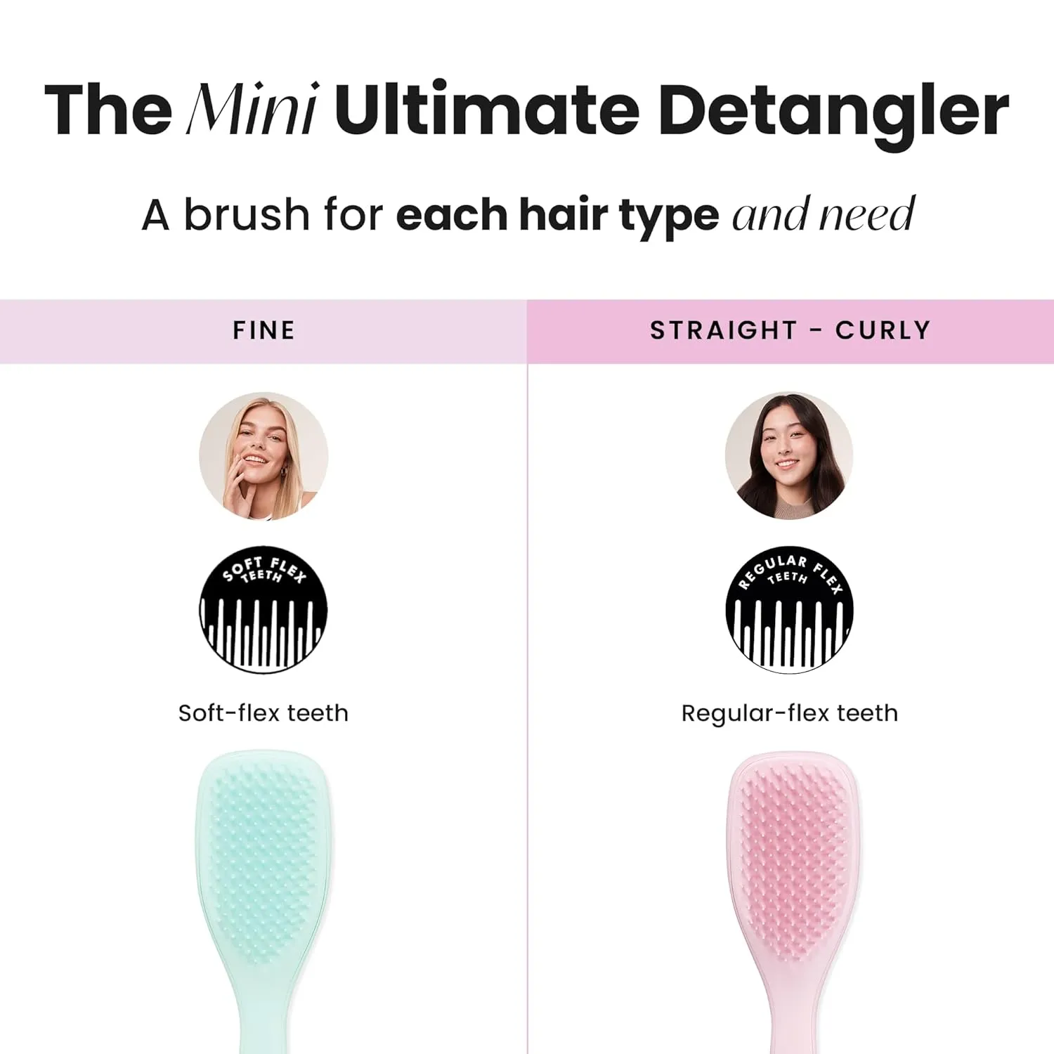 Tangle Teezer Ultimate Detangler Hairbrush, Eliminates Knots & Reduces Breakage, Mini Hair Brush for Travel, Small Hands & All Hair Types, Millennial Pink