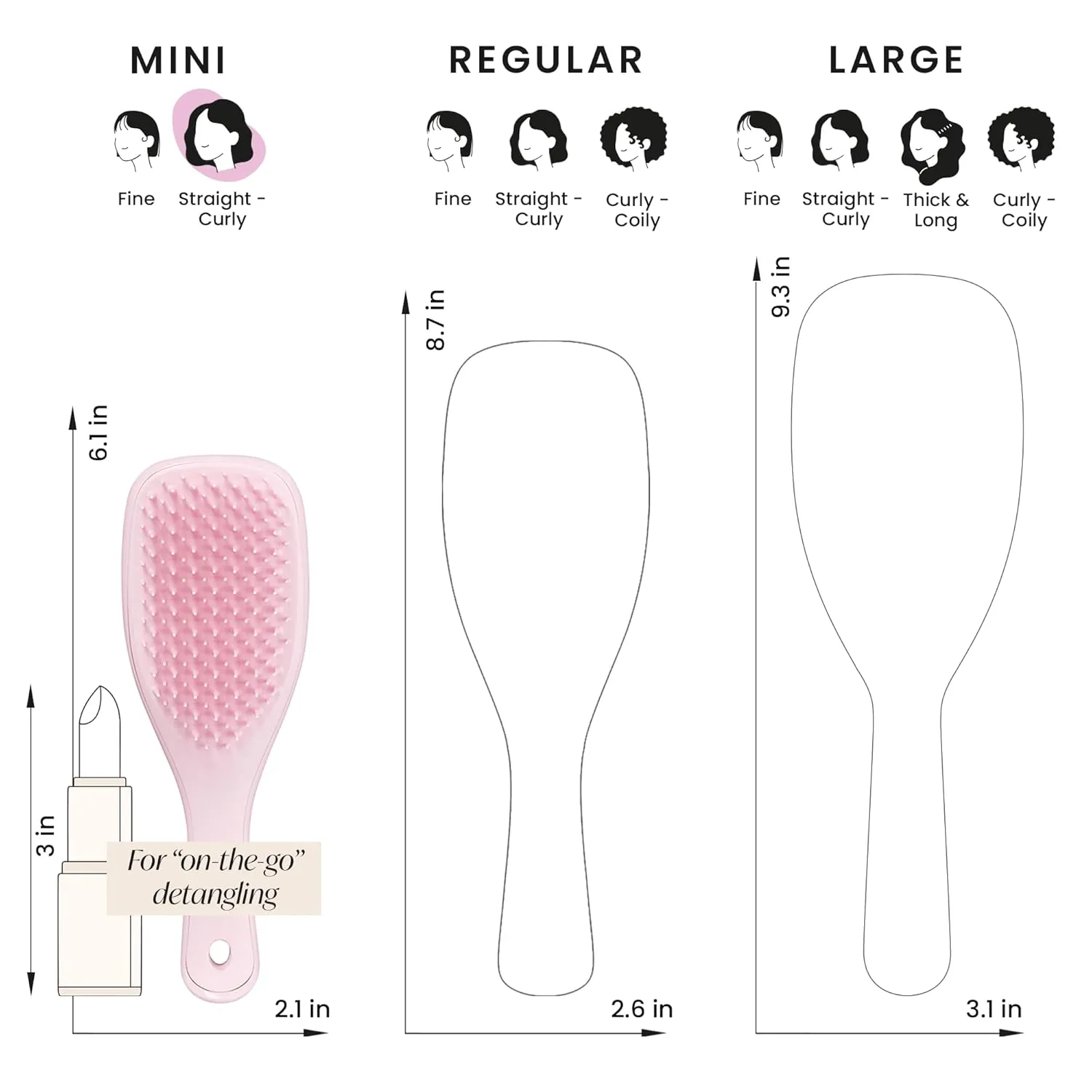 Tangle Teezer Ultimate Detangler Hairbrush, Eliminates Knots & Reduces Breakage, Mini Hair Brush for Travel, Small Hands & All Hair Types, Millennial Pink