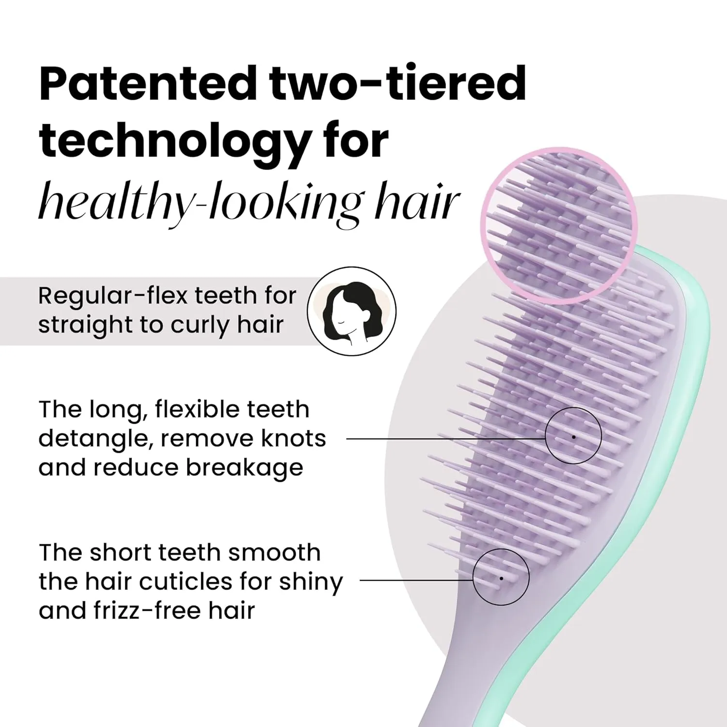 Tangle Teezer Ultimate Detangler Hairbrush, Eliminates Knots & Reduces Breakage, Mini Hair Brush for Travel, Small Hands & All Hair Types, Wisteria Leaf