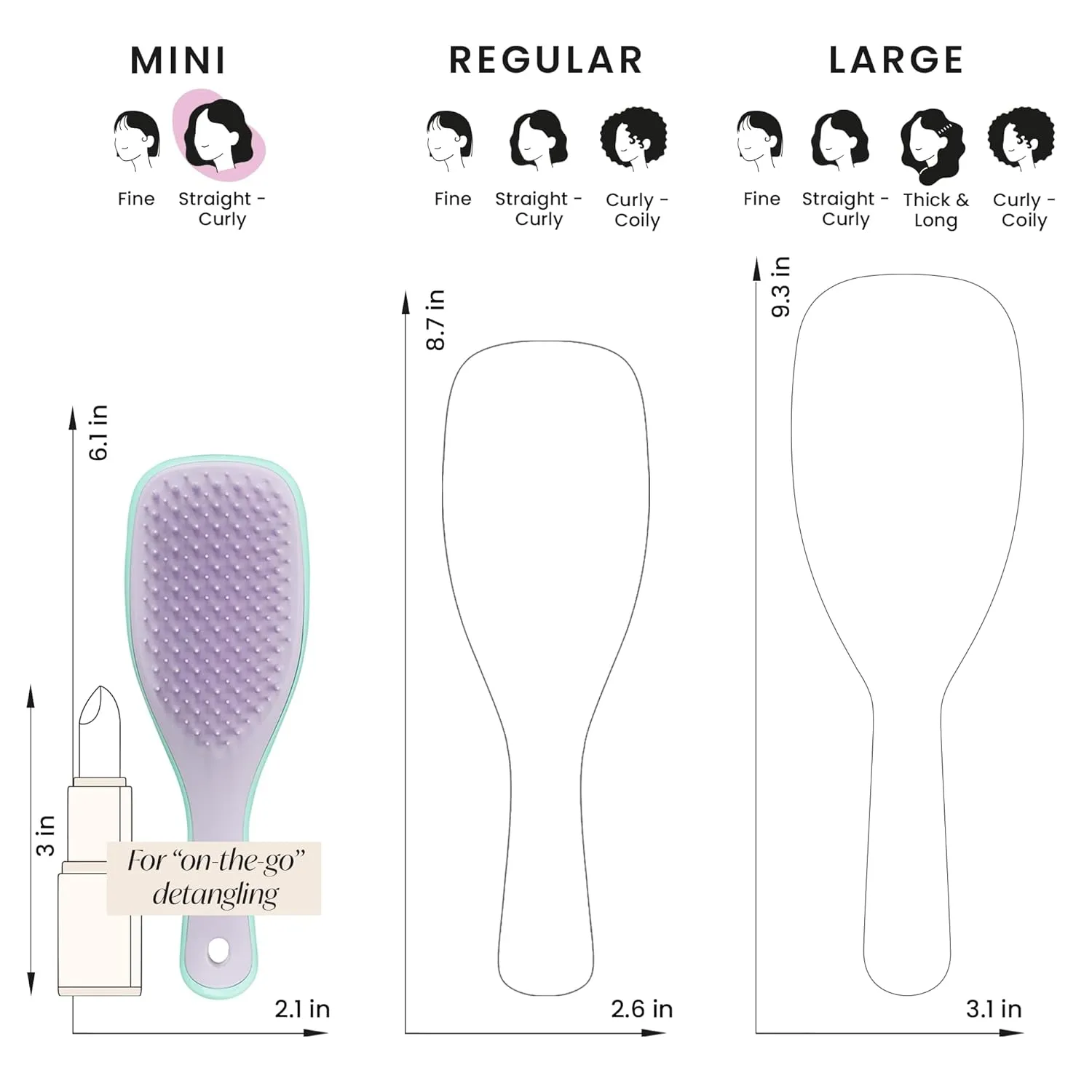 Tangle Teezer Ultimate Detangler Hairbrush, Eliminates Knots & Reduces Breakage, Mini Hair Brush for Travel, Small Hands & All Hair Types, Wisteria Leaf