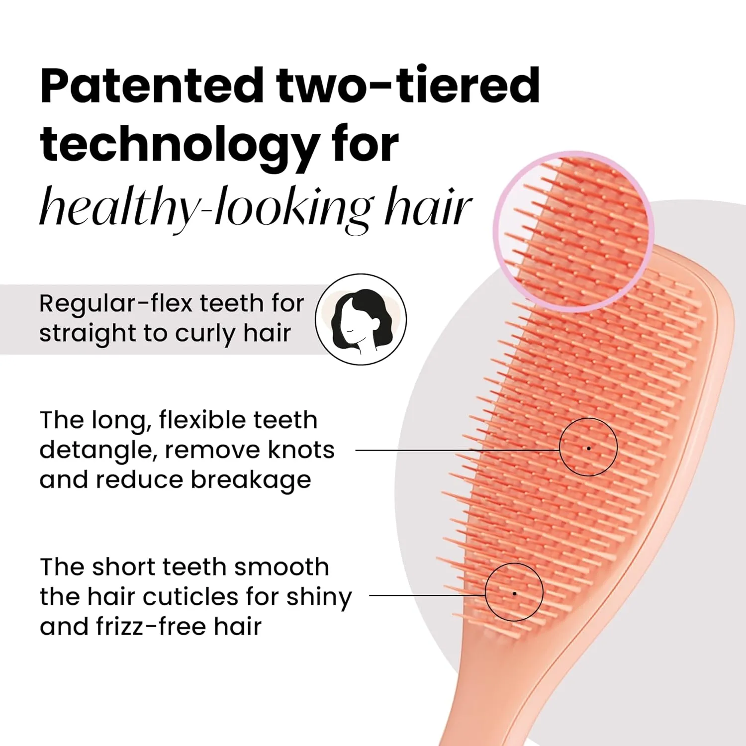 Tangle Teezer Ultimate Detangler Hairbrush for Wet & Dry Hair, Eliminates Knots & Reduces Breakage for All Hair Types, Amazon Exclusive Apricot