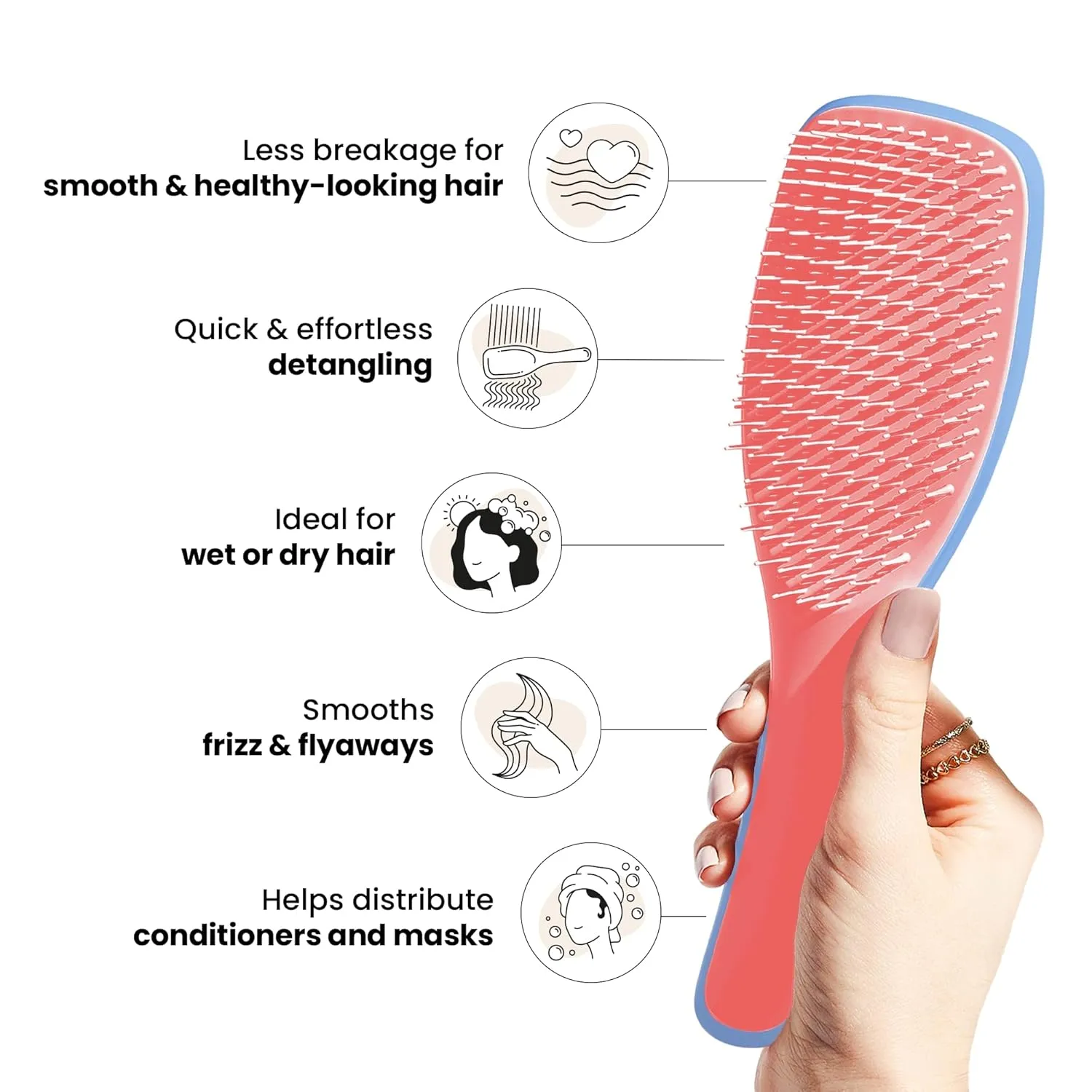 Tangle Teezer Ultimate Detangler Hairbrush for Wet & Dry Hair, Eliminates Knots & Reduces Breakage for All Hair Types, Apricot Blaze