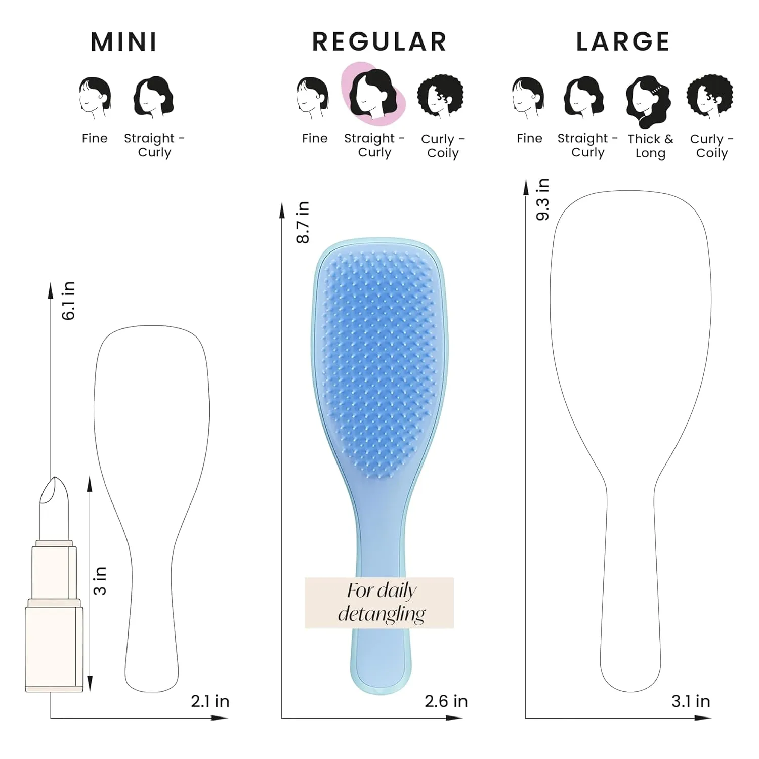 Tangle Teezer Ultimate Detangler Hairbrush for Wet & Dry Hair, Eliminates Knots & Reduces Breakage for All Hair Types, Denim Blues