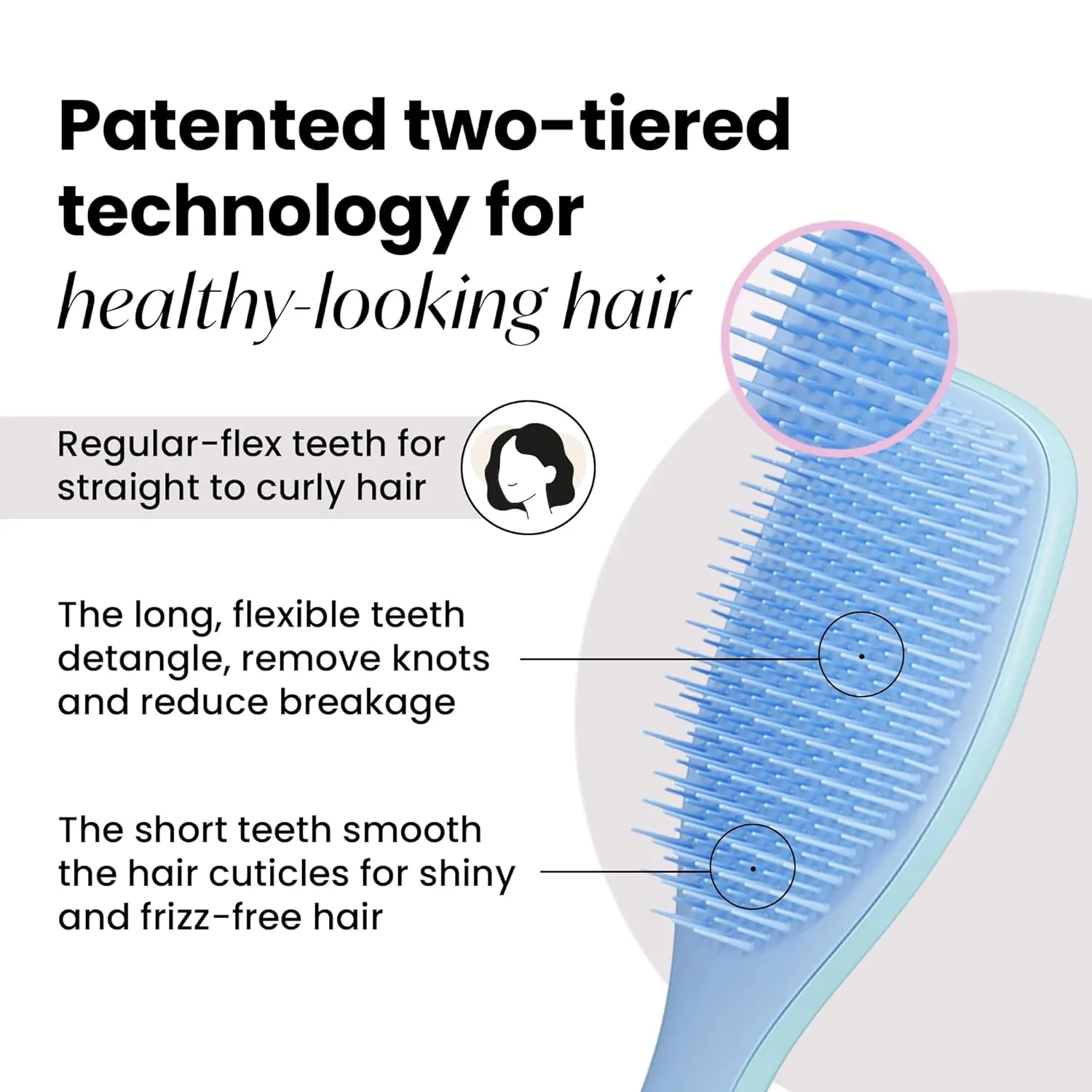 Tangle Teezer Ultimate Detangler Hairbrush for Wet & Dry Hair, Eliminates Knots & Reduces Breakage for All Hair Types, Denim Blues