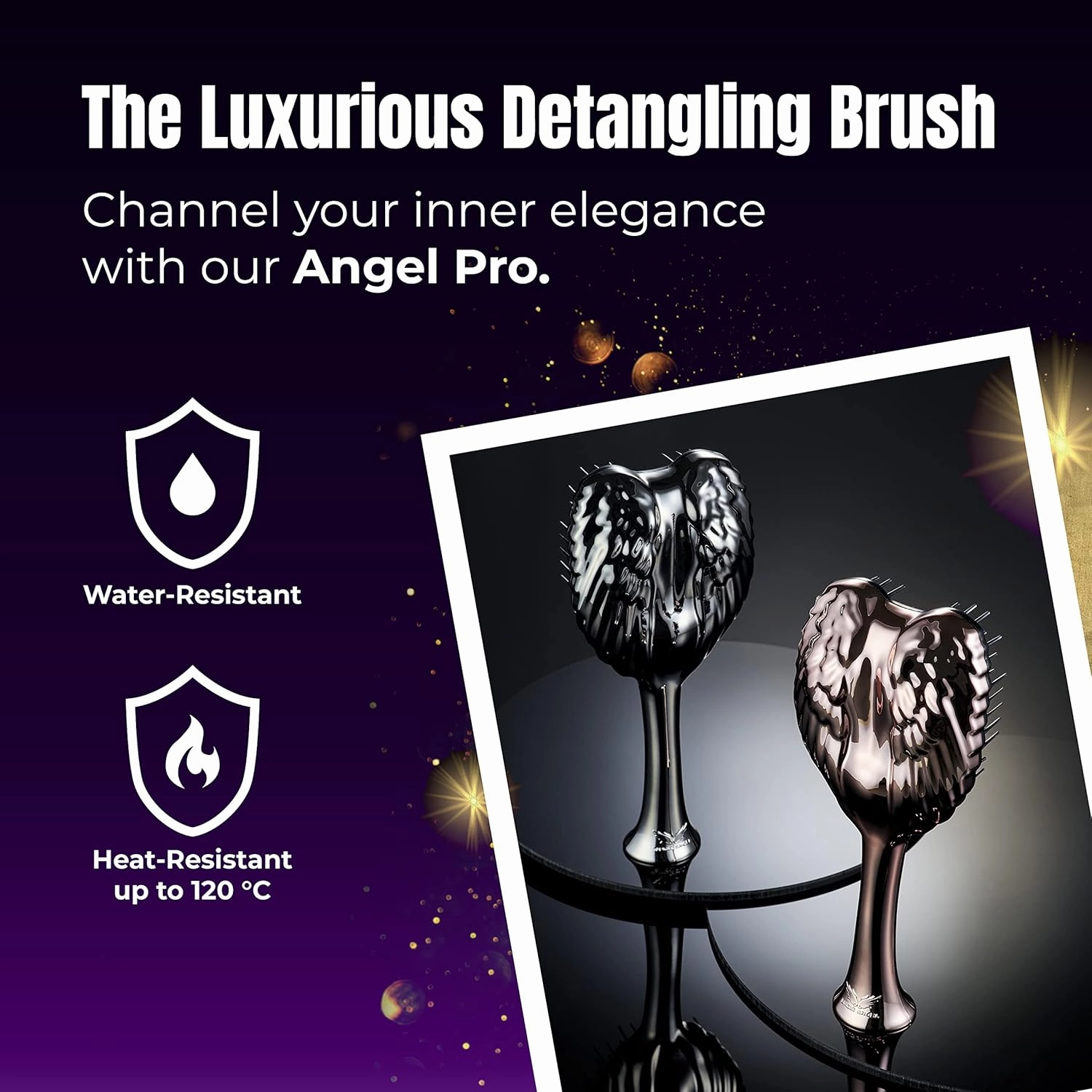 Tangle Angel Detangling Hair Brush - Anti Static Tangle Taming Brush with Soft Bristles - Heat & Water Resistant Pro Detangler Hairbrushes for Women for Fine, Thick, Wavy, & Curly Hair - Titanium