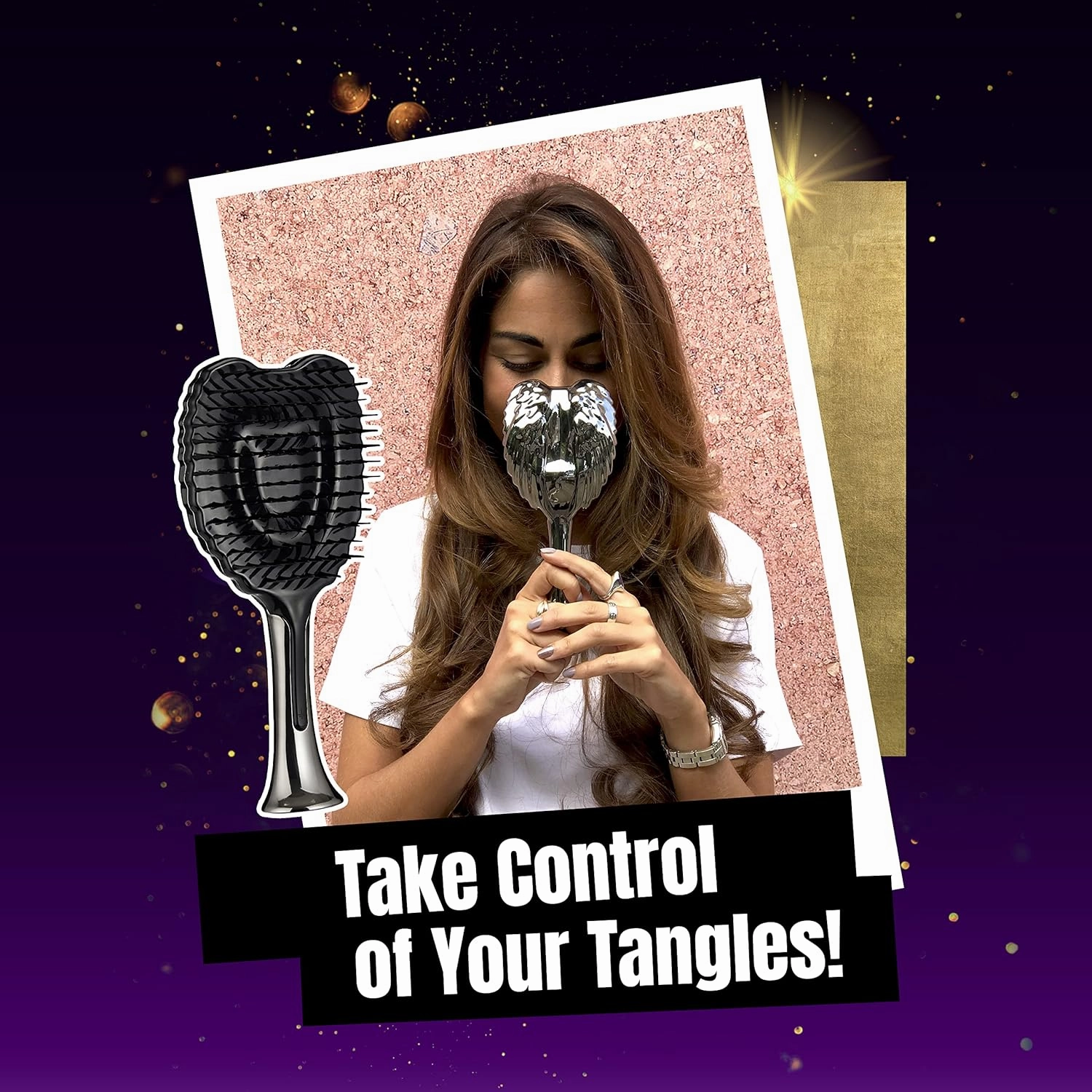 Tangle Angel Detangling Hair Brush - Anti Static Tangle Taming Brush with Soft Bristles - Heat & Water Resistant Pro Detangler Hairbrushes for Women for Fine, Thick, Wavy, & Curly Hair - Titanium