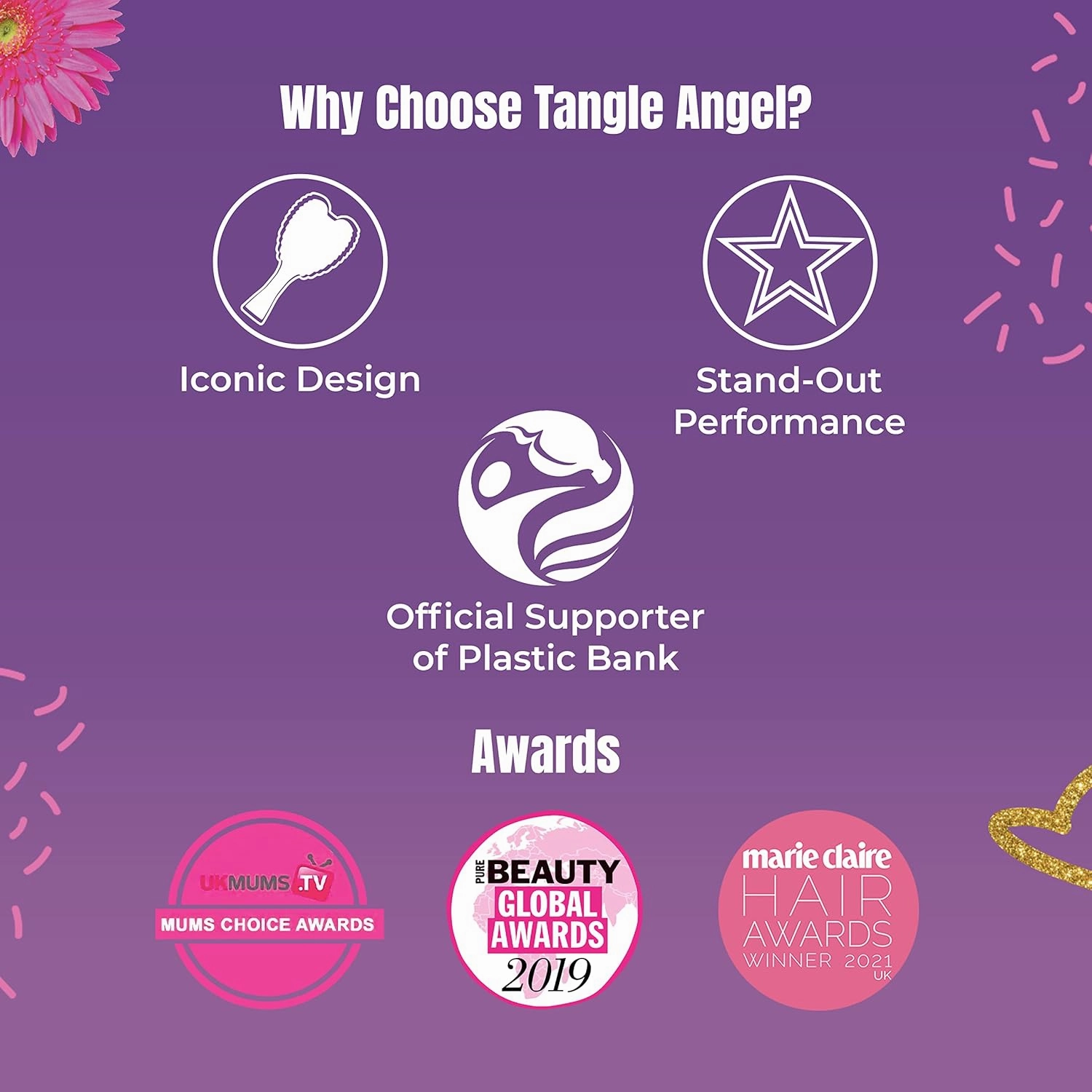 Tangle Angel Detangling Hair Brush - Anti Static Tangle Taming Brush with Soft Bristles - Heat & Water Resistant Pro Detangler Hairbrushes for Women for Fine, Thick, Wavy, & Curly Hair - Titanium