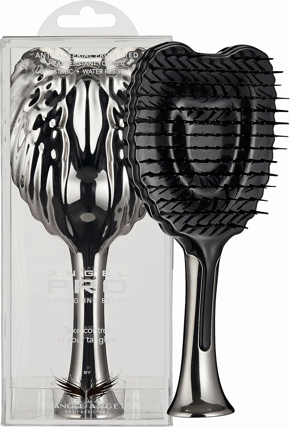 Tangle Angel Detangling Hair Brush - Anti Static Tangle Taming Brush with Soft Bristles - Heat & Water Resistant Pro Detangler Hairbrushes for Women for Fine, Thick, Wavy, & Curly Hair - Titanium
