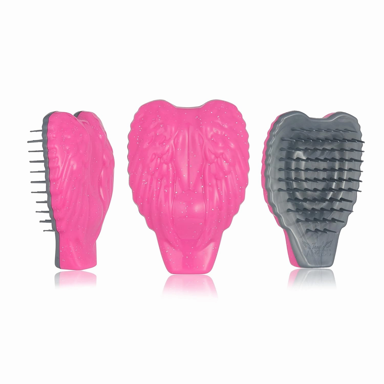 Tangle Angel Reborn Compact Pink Sparkle Detangling Hairbrush Made from Recycled Plastic Best Sustainable Eco-Friendly Detangler Comb for All Hair Types Thick Thin Wet Dry Women Girls Kids Travel