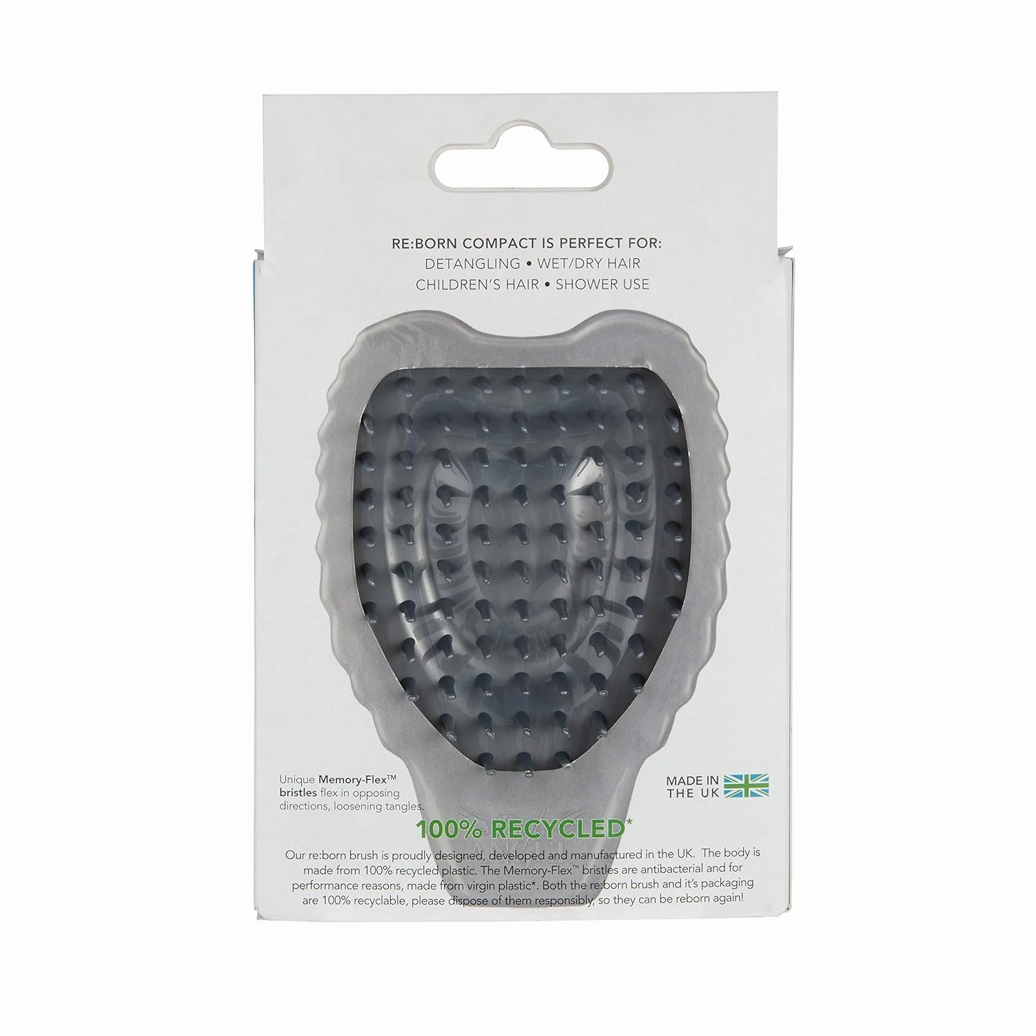Tangle Angel Reborn Compact Pink Sparkle Detangling Hairbrush Made from Recycled Plastic Best Sustainable Eco-Friendly Detangler Comb for All Hair Types Thick Thin Wet Dry Women Girls Kids Travel