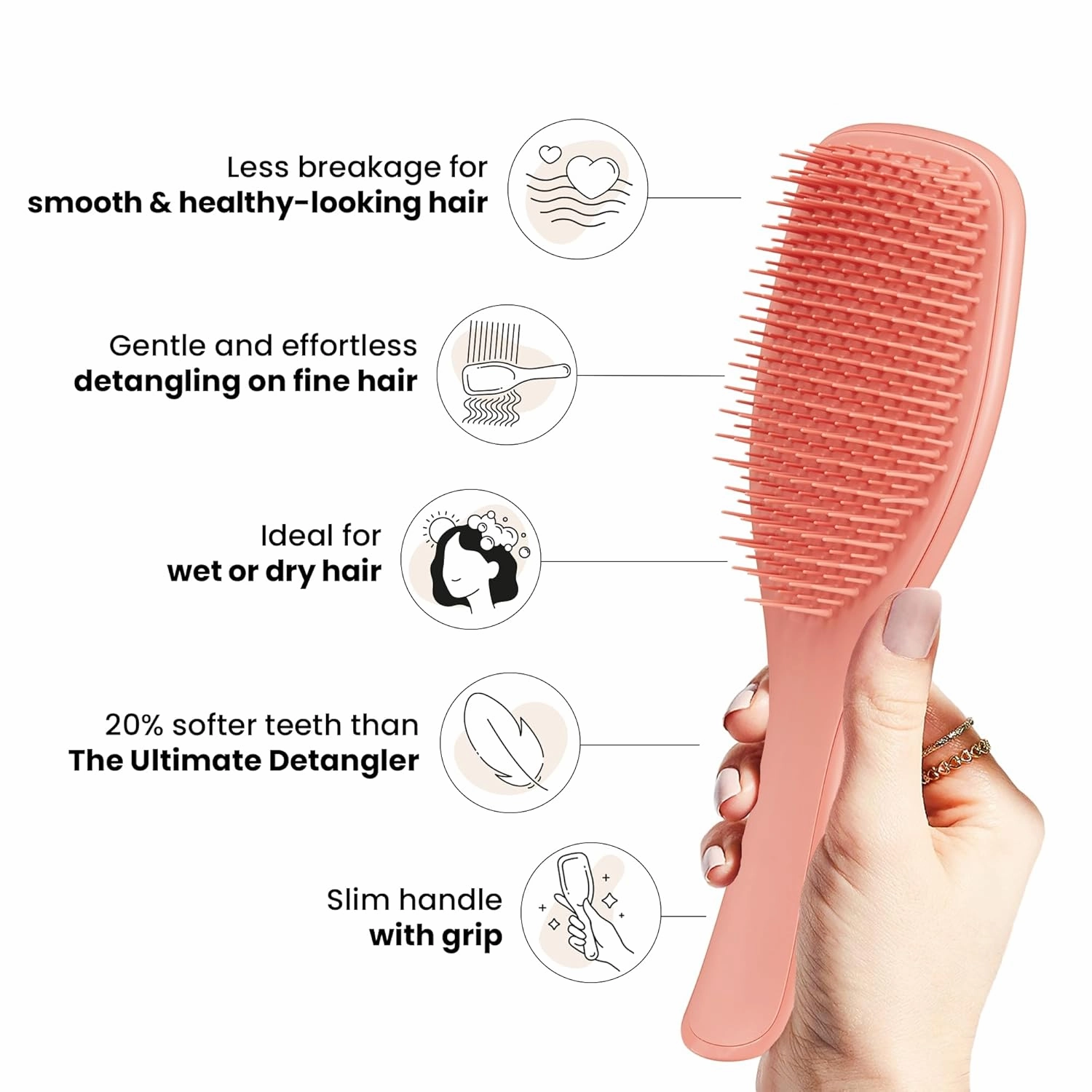 Tangle Teezer Fine & Fragile Ultimate Detangler Brush, Dry & Wet Hair Brush to Detangle & Reduce Breakage, Amazon Exclusive Sweet Cinnamon