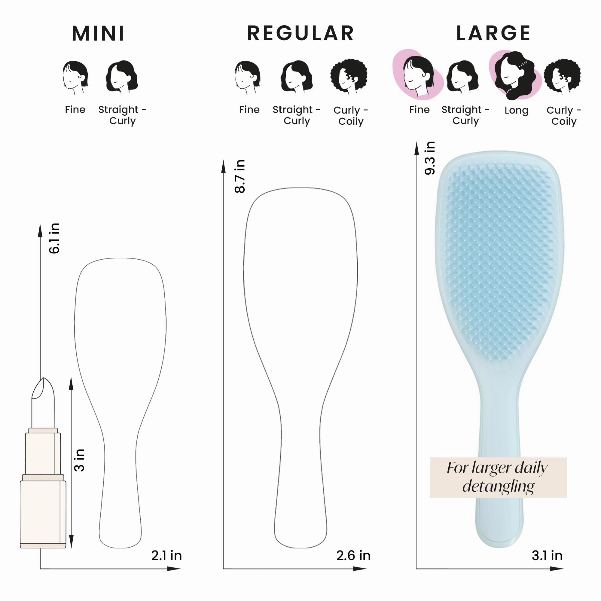 Tangle Teezer Fine & Fragile Ultimate Detangler Brush, Dry & Wet Hair Brush to Detangle & Reduce Breakage, Large, Seafoam Blue