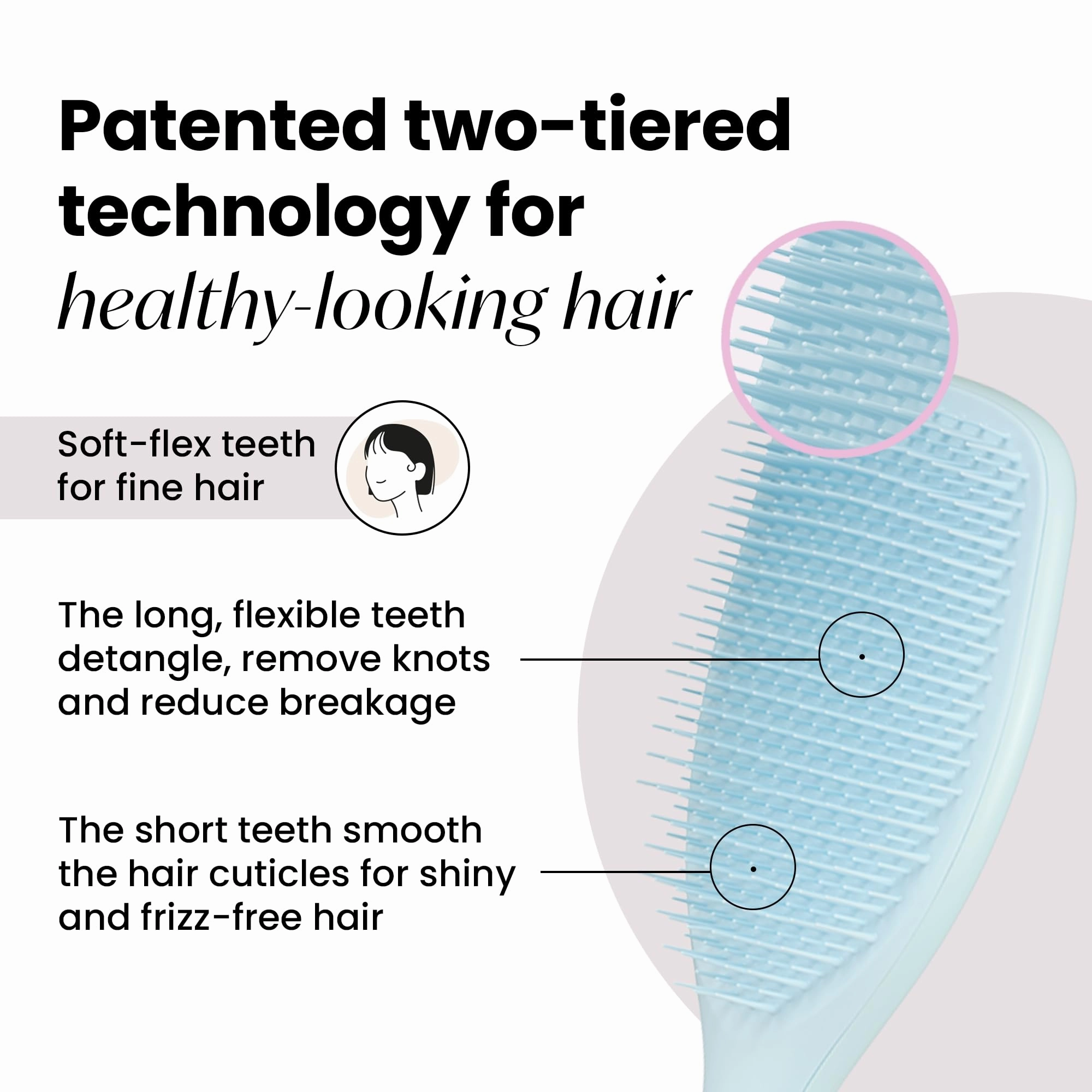 Tangle Teezer Fine & Fragile Ultimate Detangler Brush, Dry & Wet Hair Brush to Detangle & Reduce Breakage, Large, Seafoam Blue