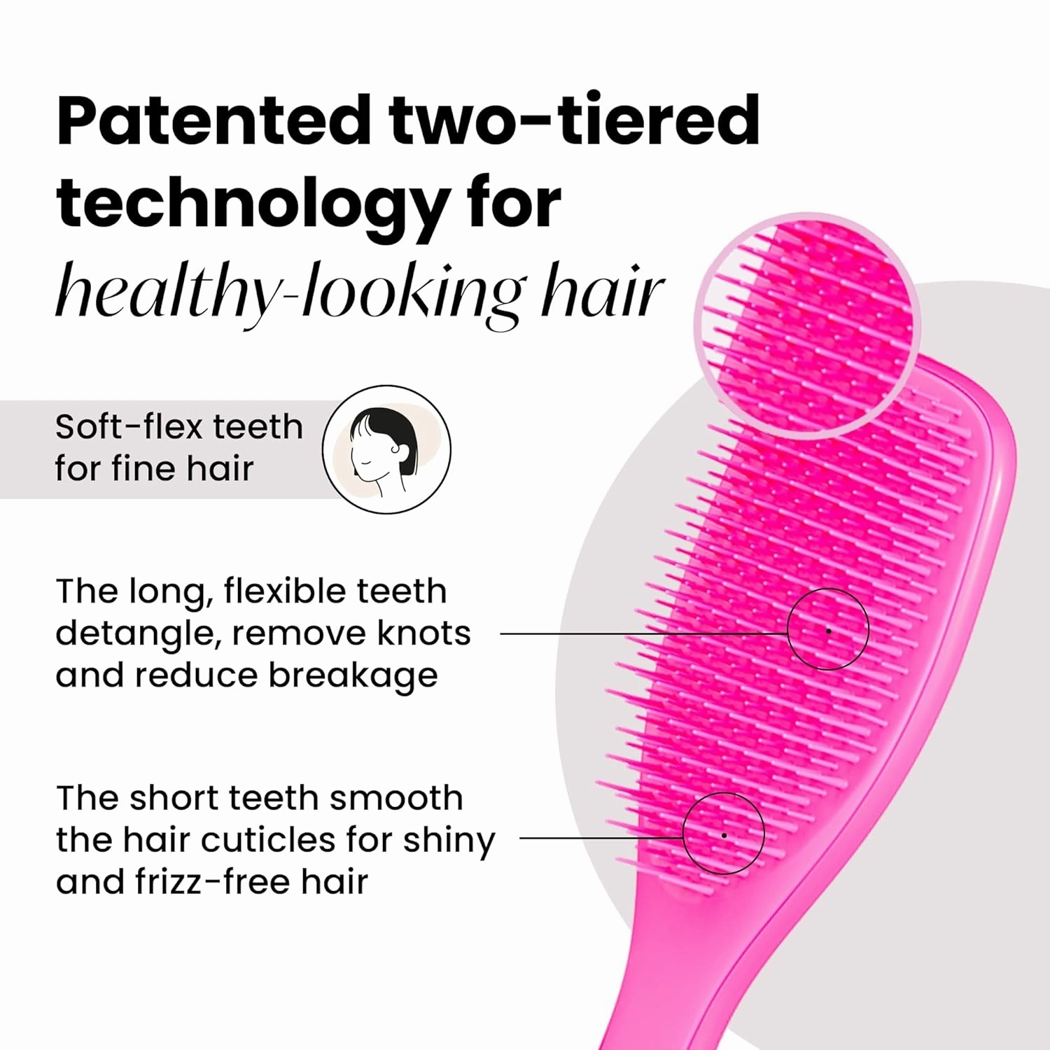 Tangle Teezer Fine & Fragile Ultimate Detangler Brush, Dry & Wet Hair Brush to Detangle & Reduce Breakage, Runway Pink
