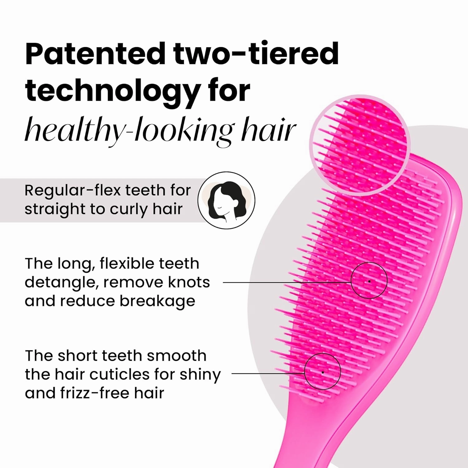 Tangle Teezer Ultimate Detangler Brush for Wet & Dry Hair, Eliminates Knots & Reduces Breakage for All Hair Types, Runway Pink