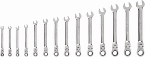 TEKTON Flex Head 12-Point Ratcheting Combination Wrench Set, 14-Piece (6-19 mm) | WRC95002