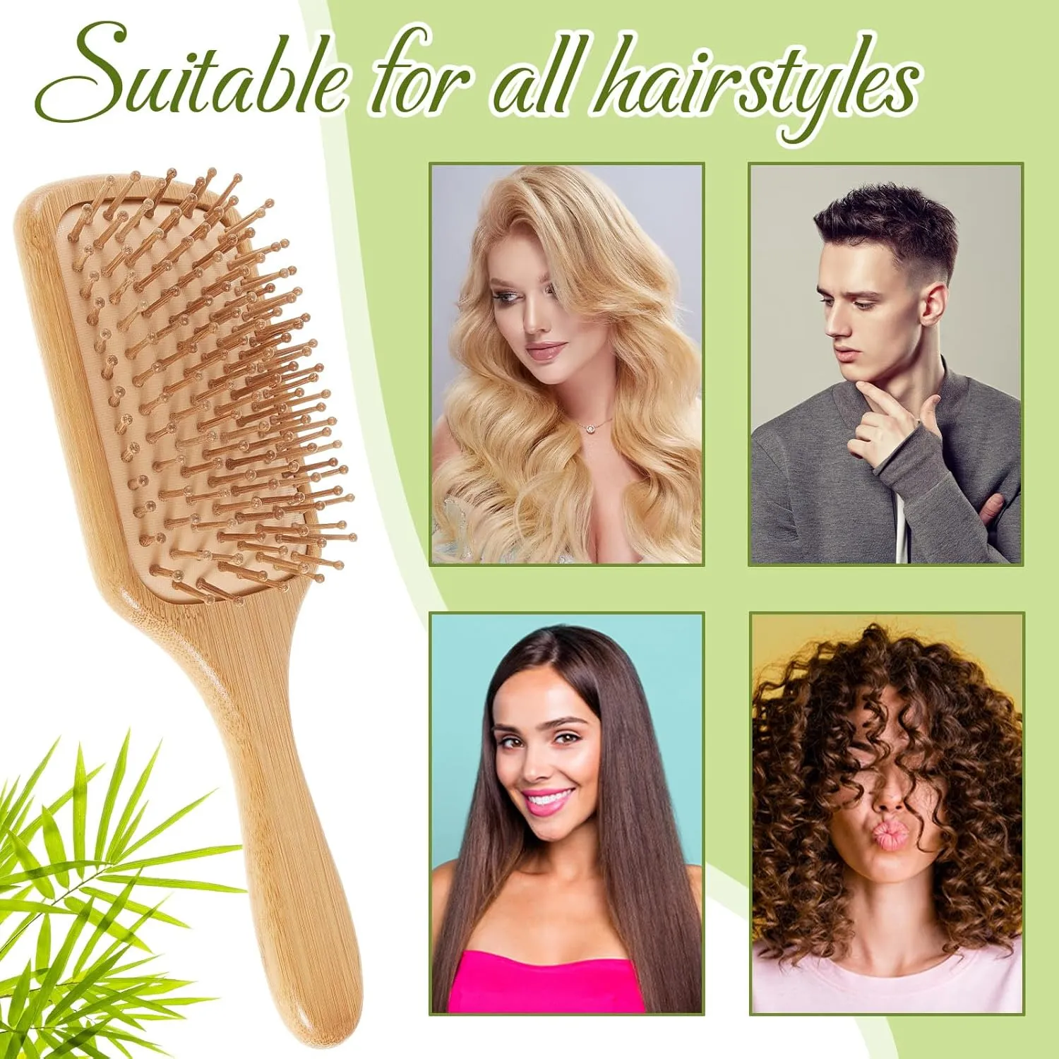 Tessco for you 12 Pcs Bamboo Hair Brushes for Women Bulk Wooden Paddle Brush Scalp Massage Bamboo Bristles Anti Static Men Engraving DIY Gift for Wedding Teacher(Natural,9.65'' X 3.35'')