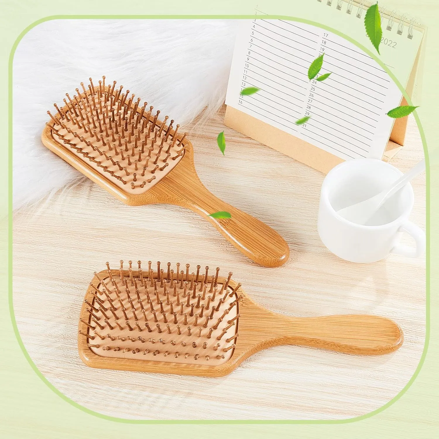 Tessco for you 12 Pcs Bamboo Hair Brushes for Women Bulk Wooden Paddle Brush Scalp Massage Bamboo Bristles Anti Static Men Engraving DIY Gift for Wedding Teacher(Natural,9.65'' X 3.35'')