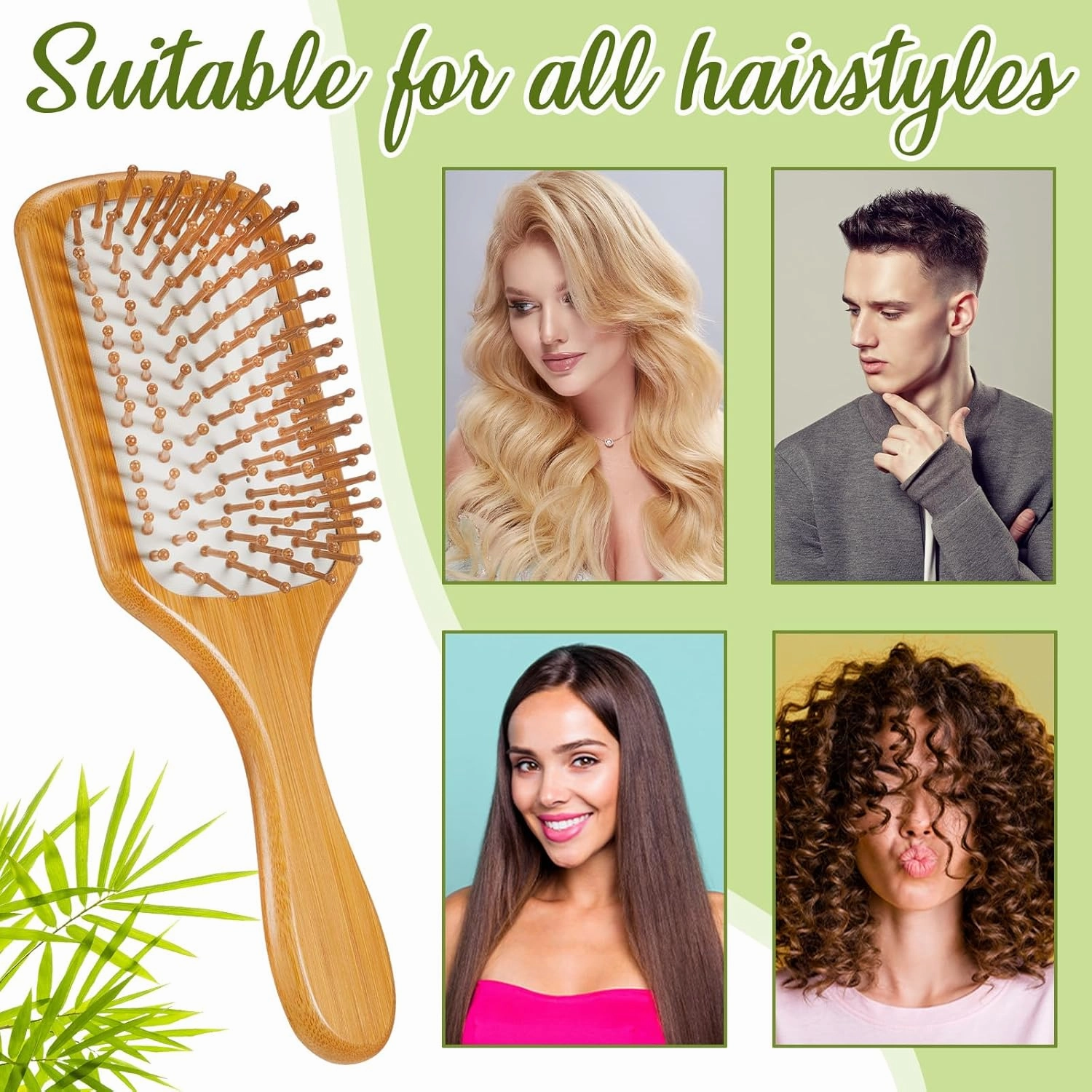Tessco for you 12 Pcs Bamboo Hair Brushes for Women Bulk Wooden Paddle Brush Scalp Massage Bamboo Bristles Anti Static Men Engraving DIY Gift for Father's Day Wedding(White,9.65'' X 3.35'')