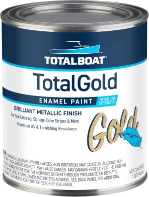 TotalBoat TotalGold Gold Enamel Metallic Paint for Boats, Sign Lettering, and Indoor/Outdoor Decor, UV & Tarnish Resistance, Quart