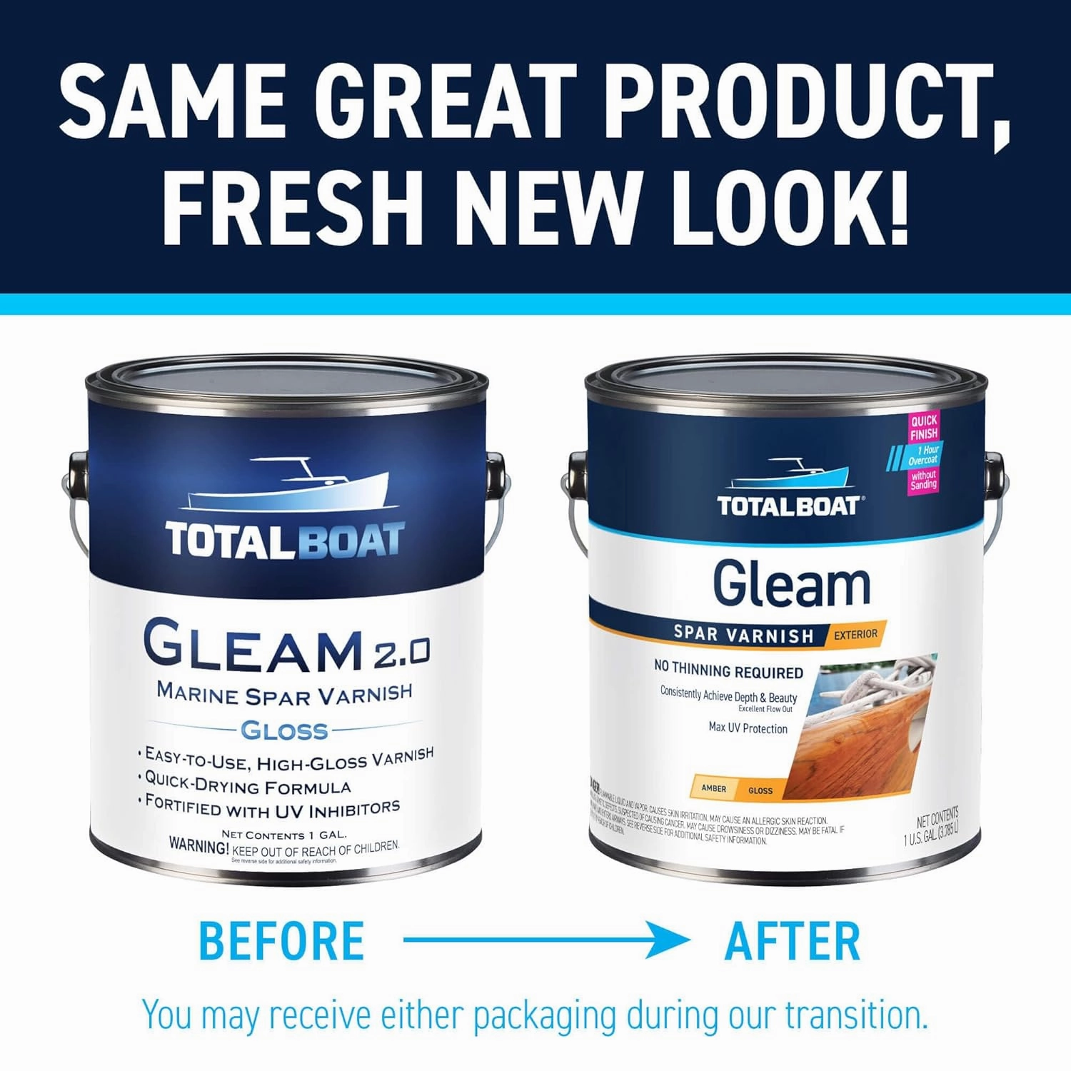 TotalBoat Gleam Marine Spar Varnish, Gloss and Satin Polyurethane Finish for Wood, Boats and Outdoor Furniture (Satin Low-Sheen Quart)