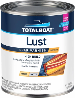 TotalBoat Lust Marine Varnish, High Gloss and Matte Finish for Wood, Boats, Outdoor Furniture (Matte, Quart)