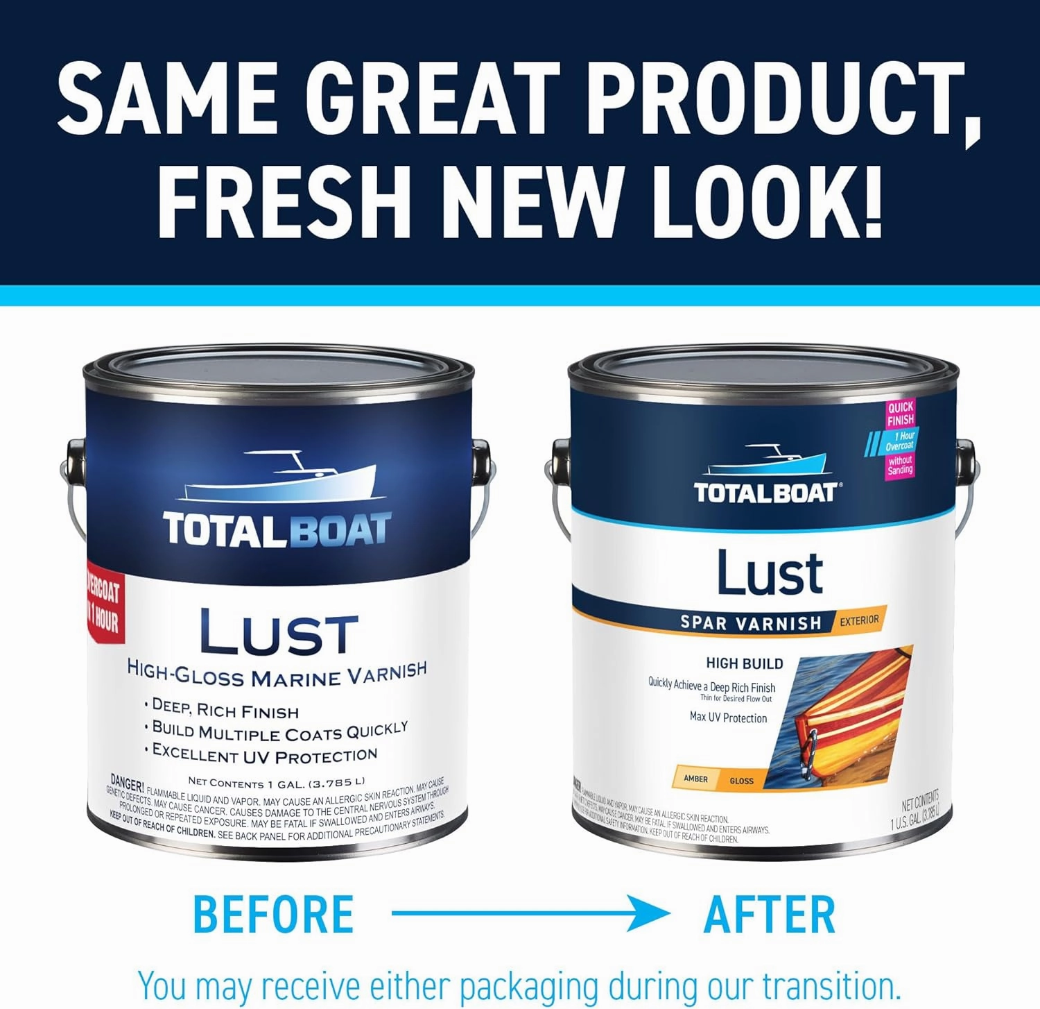 TotalBoat Lust Marine Varnish, High Gloss and Matte Finish for Wood, Boats, Outdoor Furniture (Matte, Quart)