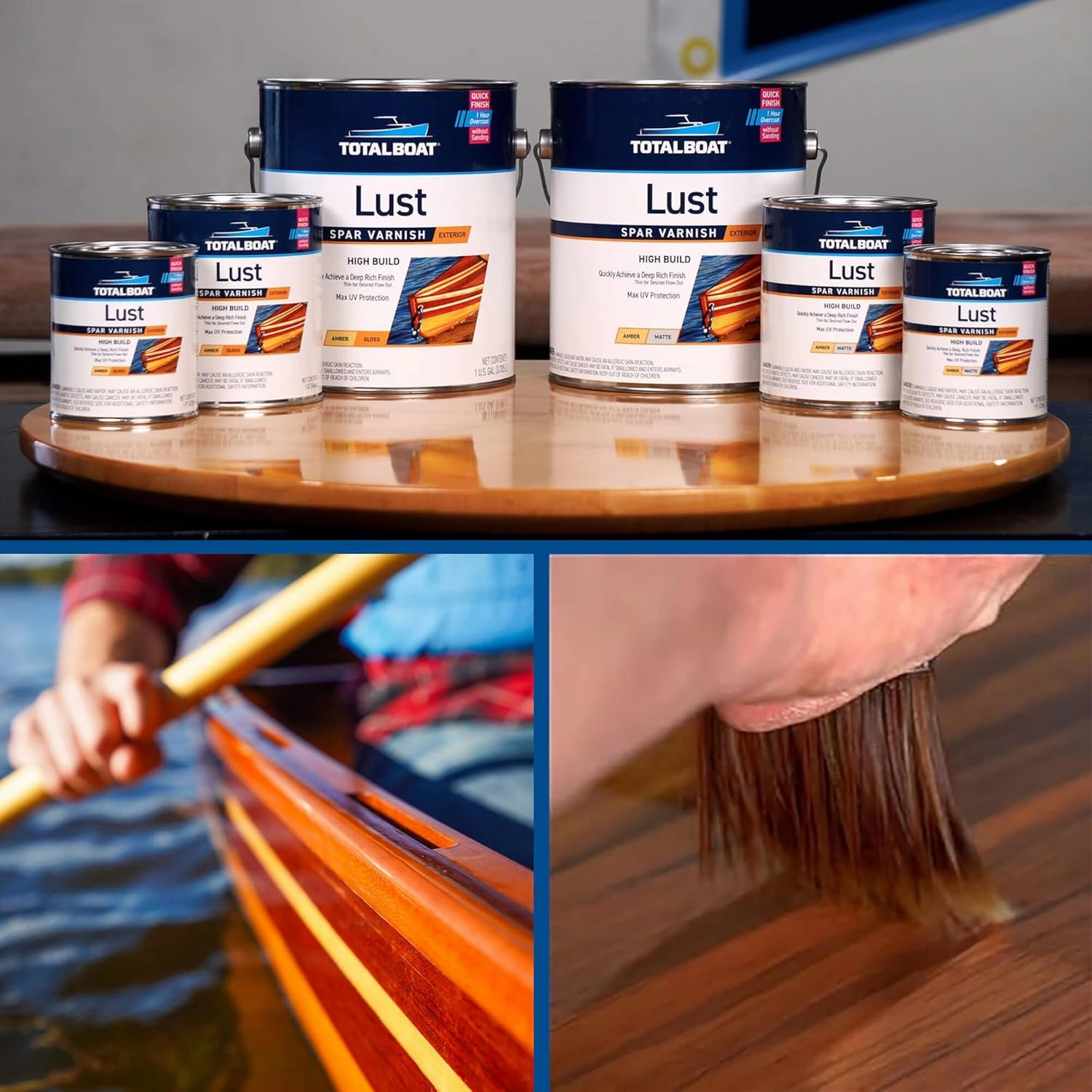 TotalBoat Lust Marine Varnish, High Gloss and Matte Finish for Wood, Boats, Outdoor Furniture (Matte, Quart)