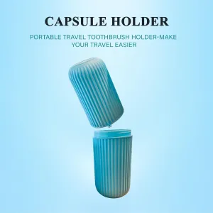 Travel Toiletry Kit Sustainable Essentials Includes Toothbrush, Loofah, Tongue Cleaner, Earbuds, Razor, Oval Paddle Brush, Paper Soap with Box, and Capsule Holder