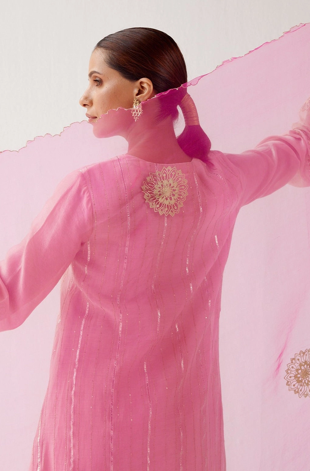 Trisha Krishnan in Blush Pink Zari Detailed Chanderi Kurta Set