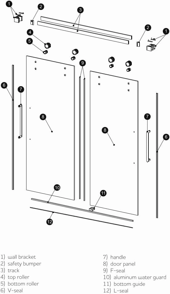 Twinglide Windsor 56.5-60" W x 78" H Double Sliding Frameless Shower Door with 3/8" Clear Tempered Glass (Satin Gold/Satin Brass)