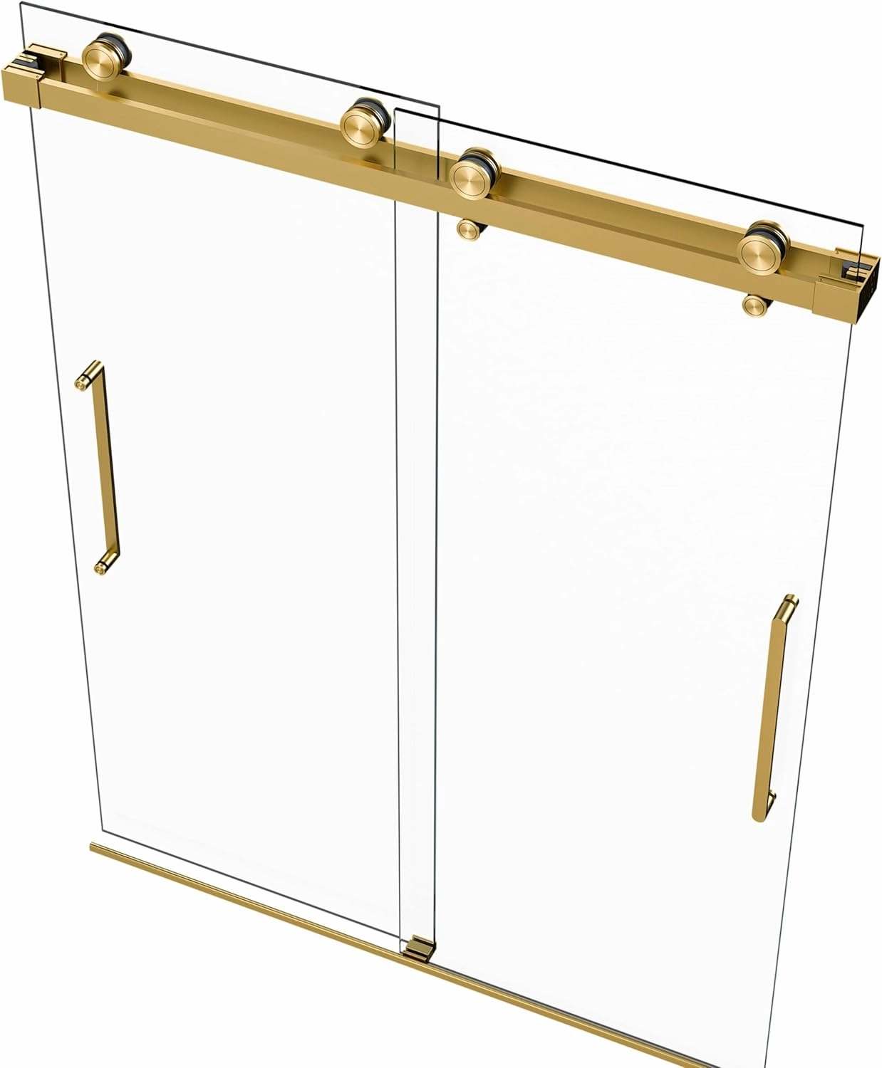 Twinglide Windsor 56.5-60" W x 78" H Double Sliding Frameless Shower Door with 3/8" Clear Tempered Glass (Satin Gold/Satin Brass)