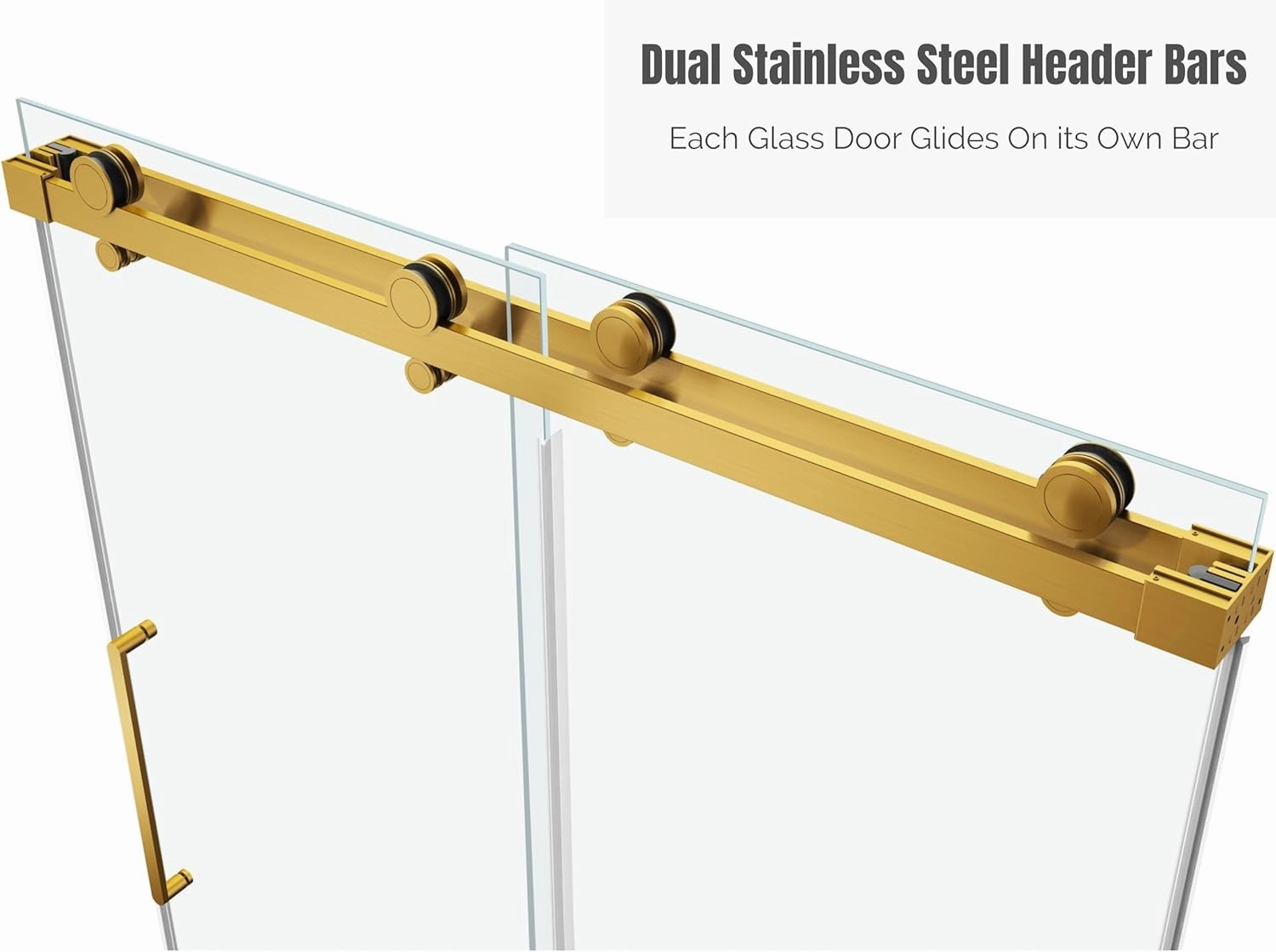 Twinglide Windsor 56.5-60" W x 78" H Double Sliding Frameless Shower Door with 3/8" Clear Tempered Glass (Satin Gold/Satin Brass)