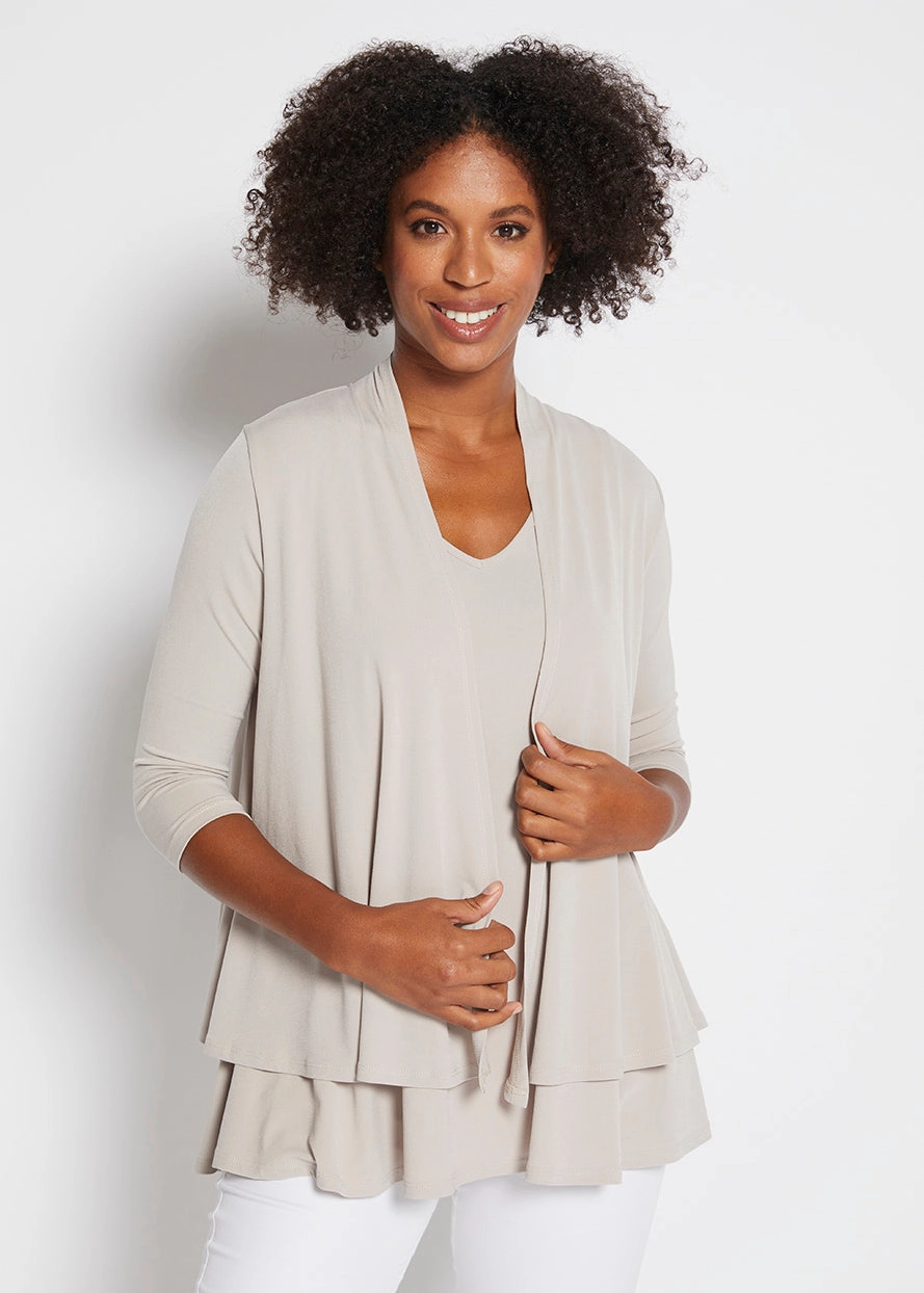 Twinnie Swing Jacket and Tank Set in champagne