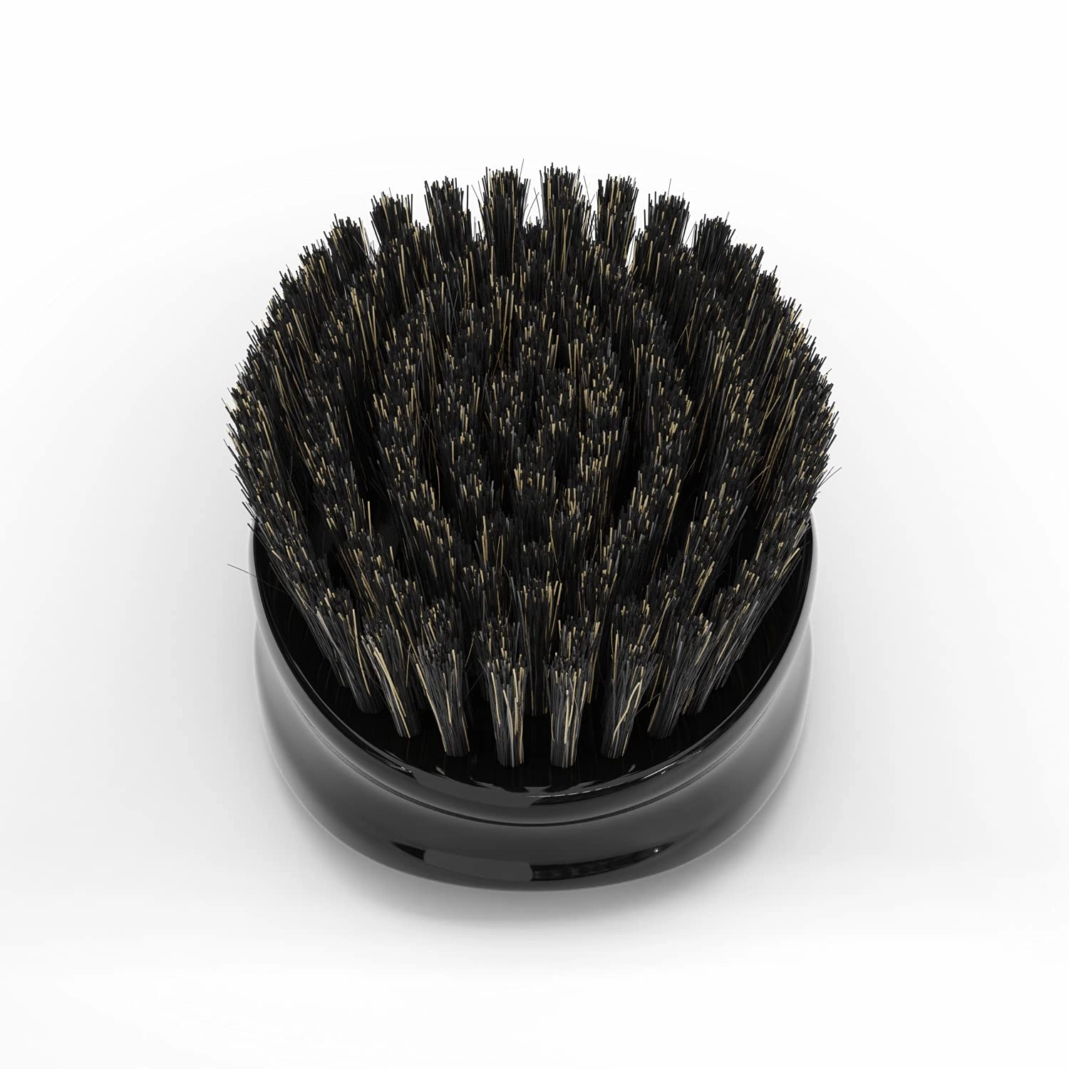 Ultimate Beard Hairbrush - Designed for Beards - Medium-Firm Mixed Boar Bristle, All Purpose Compact Detailing Brush, Solid Maple, High Gloss Black Finish, Silver Engraved by Crown Quality Products