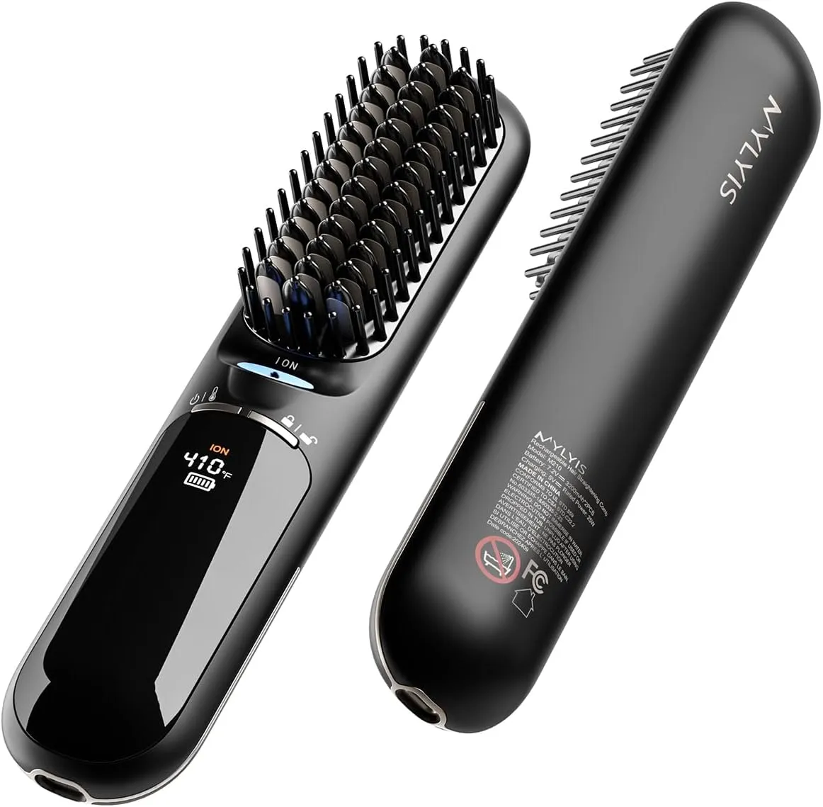 Upgraded safety lock, travel portable wireless hair straightener, LED high-definition digital display, negative ion hair care, 6 kinds of temperature adjustment, mini electric hairbrush, gift for girl