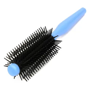 uxcell 2 Pcs Handle Round Hair Brush, Plastic Handle Hair Styling Bristles Comb for Detangling & Blow-Drying, Salon Hair Care Roll Hairbrush for Women & Men, Black Blue