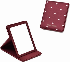 Vanity Mirror Square Makeup Mirror Portable Foldable Makeup Mirror Vertical Small Suitable Mirror Ladies Gift (Red) Printed Embroidery Household Cosmetic Mirror