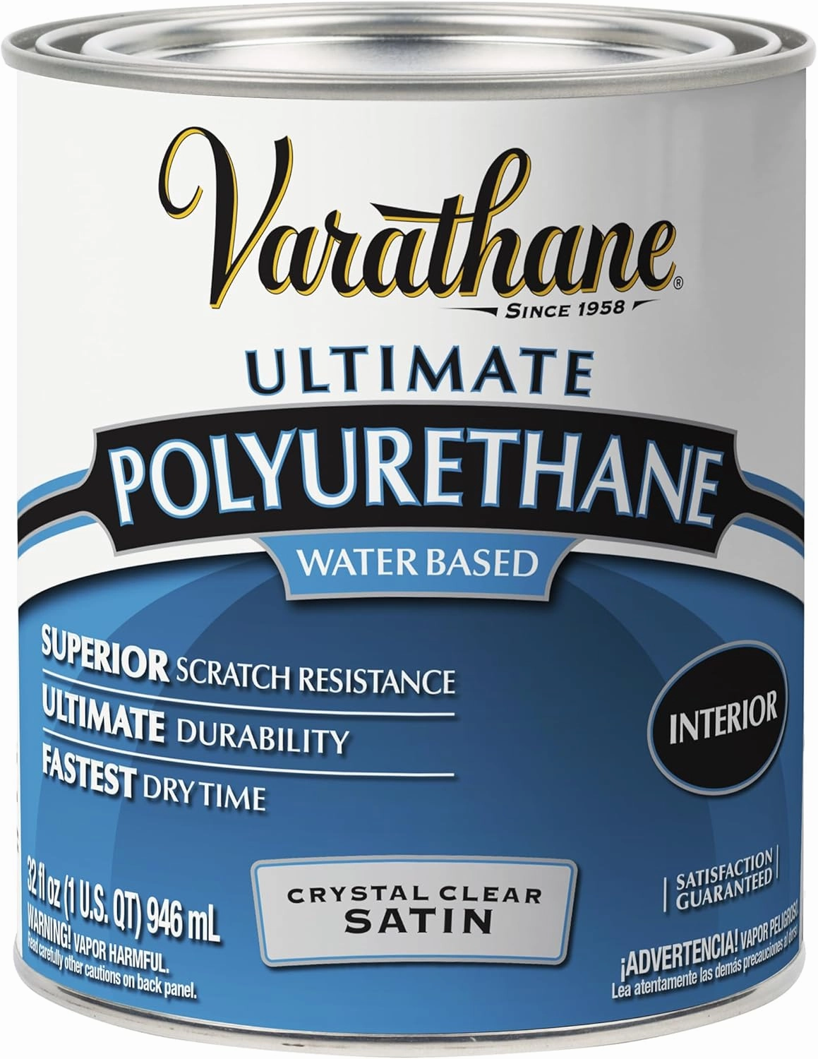 Varathane 200241H Water-Based Ultimate Polyurethane, Quart, Satin