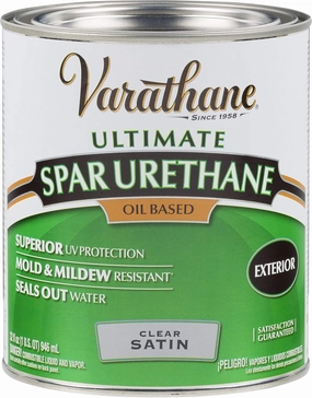 Varathane 242183H Classic Clear Oil Based Outdoor Spar 275 Voc Urethane, Quart, Satin Finish