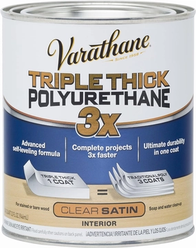 Varathane 284473 Triple Thick Polyurethane Wood Finish, Quart, Satin Clear