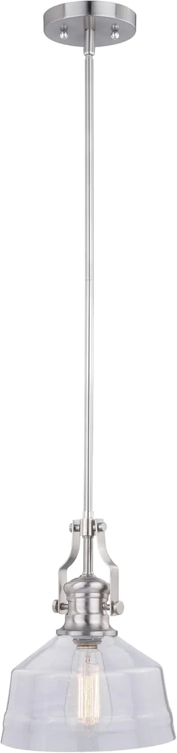 VAXCEL Beloit Satin Nickel Farmhouse Mini Pendant Ceiling Light Clear Glass