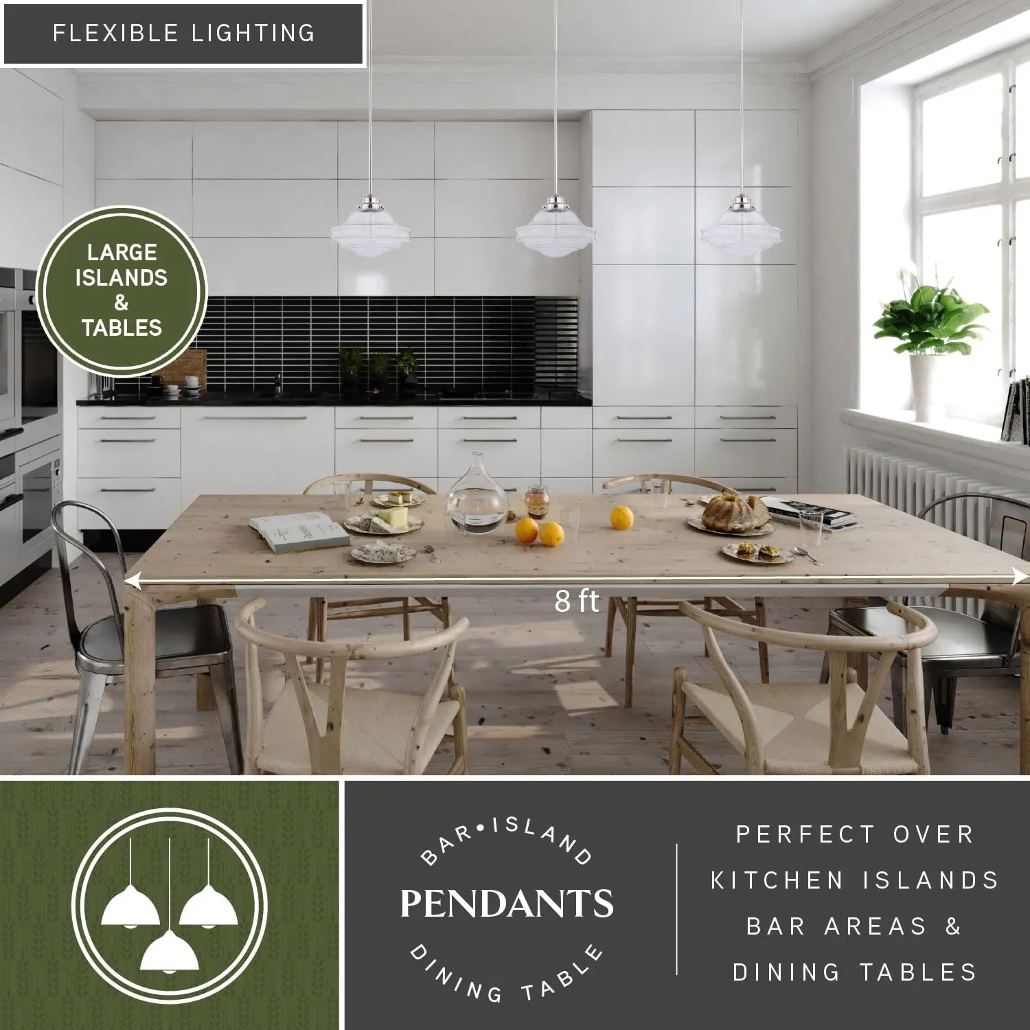VAXCEL Huntley 1 Light Satin Nickel Farmhouse Schoolhouse Pendant Clear Glass