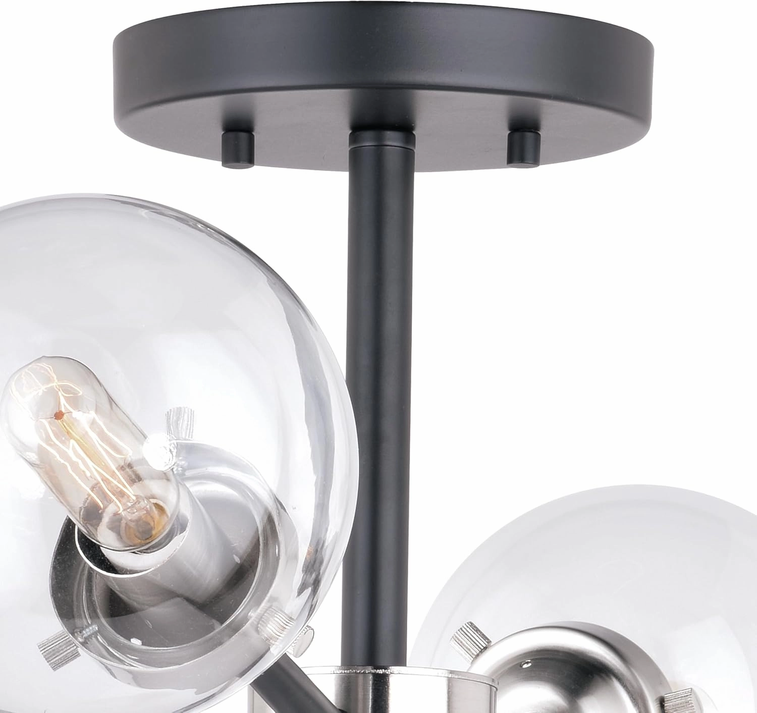 VAXCEL Orbit 20-in W Nickel Industrial Sputnik Semi Flush Mount Ceiling Light Clear Glass