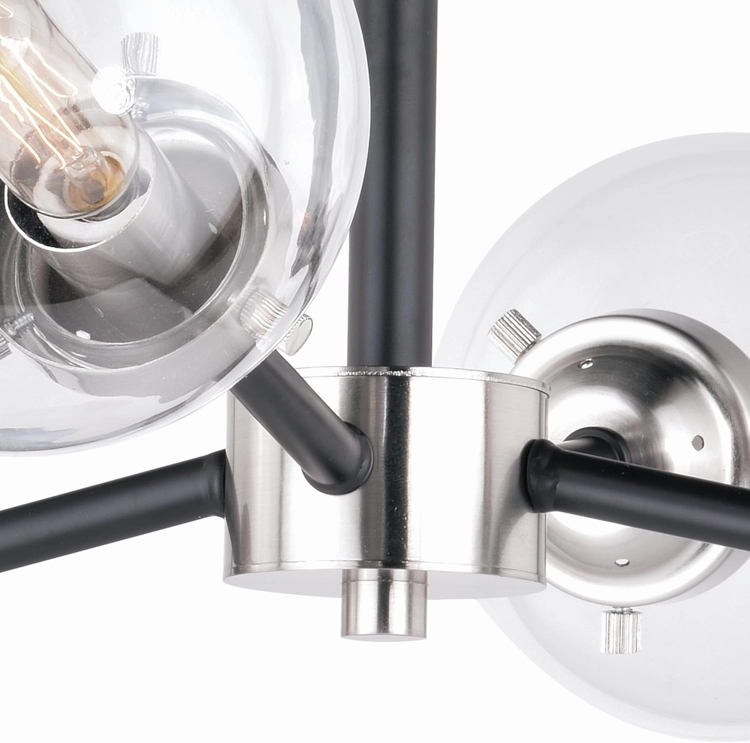VAXCEL Orbit 20-in W Nickel Industrial Sputnik Semi Flush Mount Ceiling Light Clear Glass