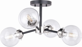 VAXCEL Orbit 20-in W Nickel Industrial Sputnik Semi Flush Mount Ceiling Light Clear Glass