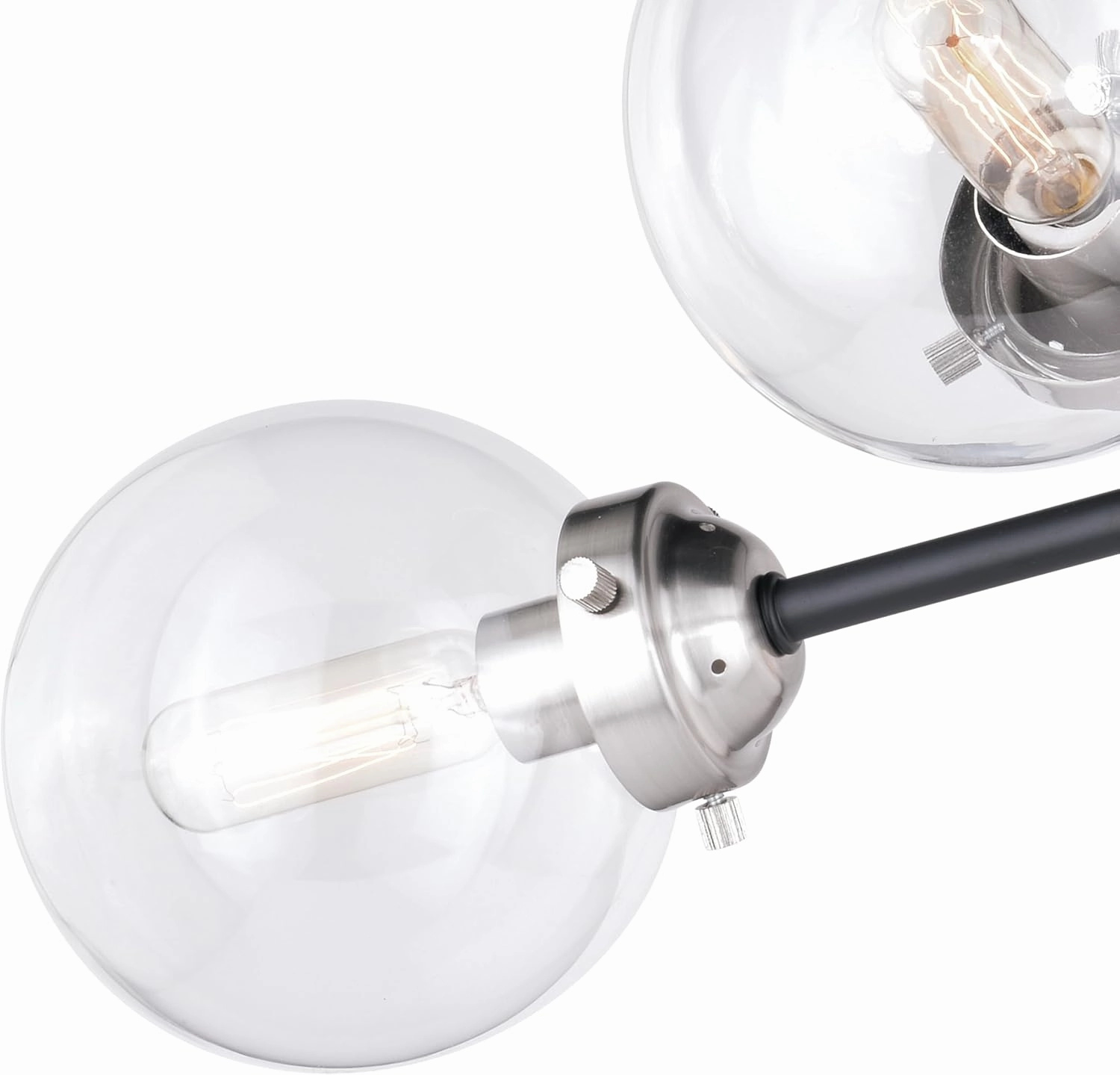 VAXCEL Orbit 20-in W Nickel Industrial Sputnik Semi Flush Mount Ceiling Light Clear Glass